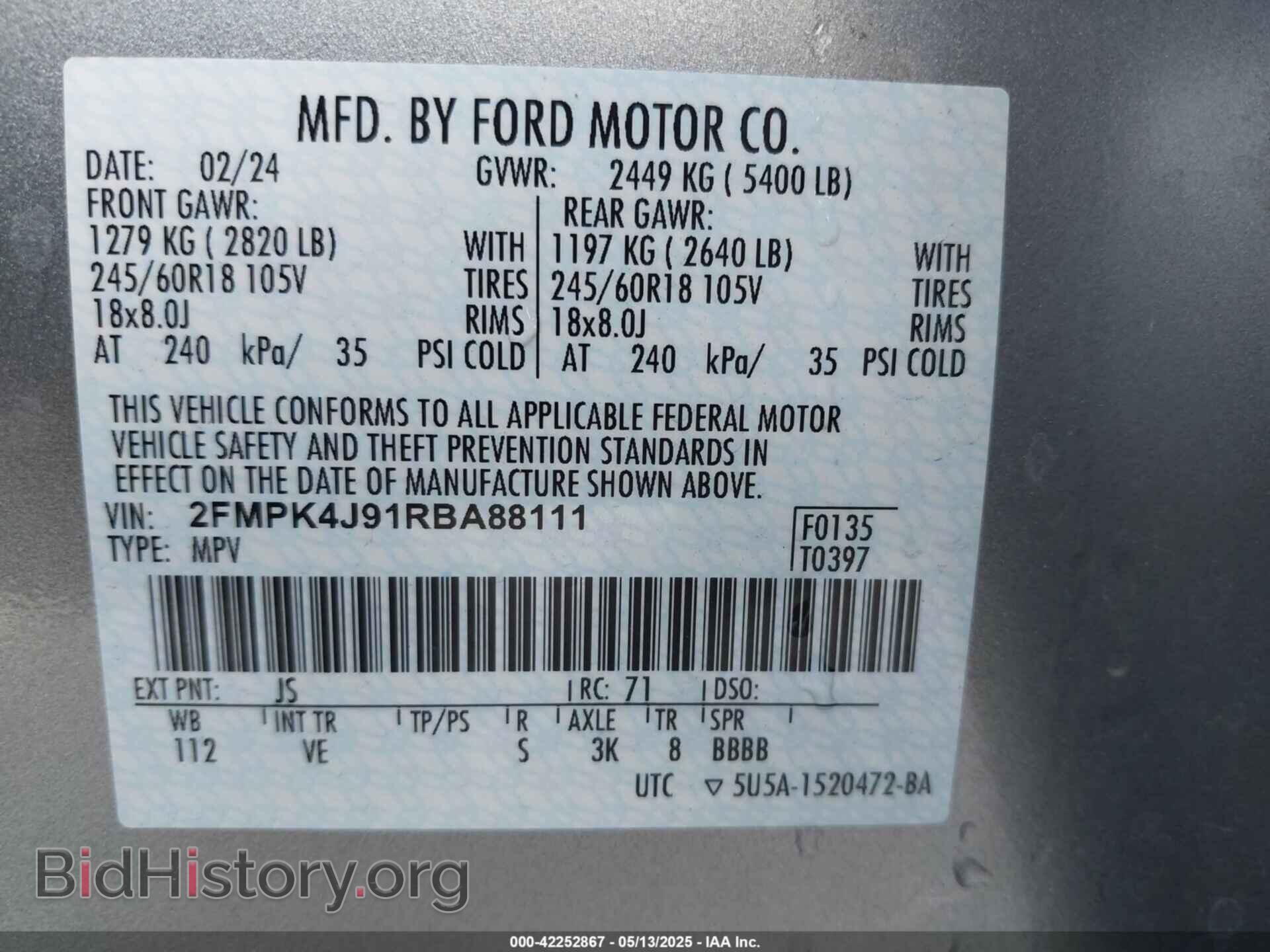 2024 FORD EDGE - VIN: 2FMPK4J91RBA88111 - Photo 9