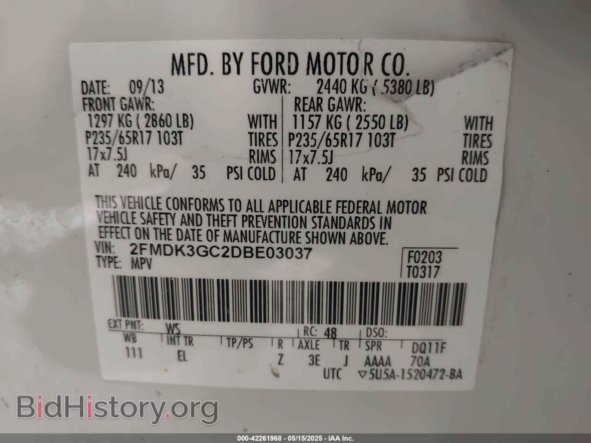 2013 FORD EDGE - VIN: 2FMDK3GC2DBE03037 - Photo 9