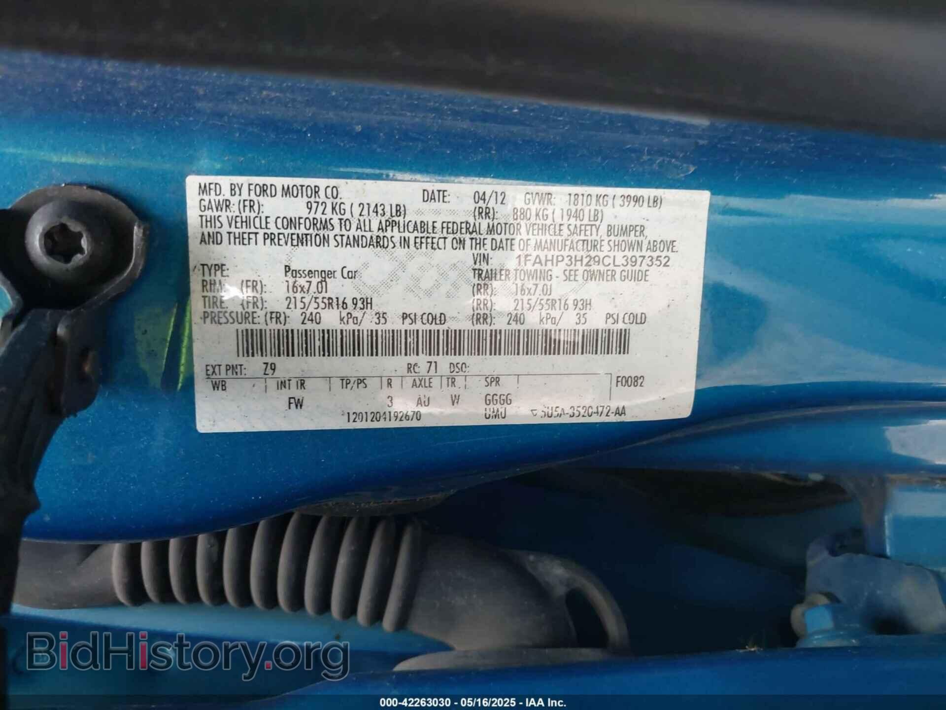 2012 FORD FOCUS - VIN: 1FAHP3H29CL397352 - Фото 9