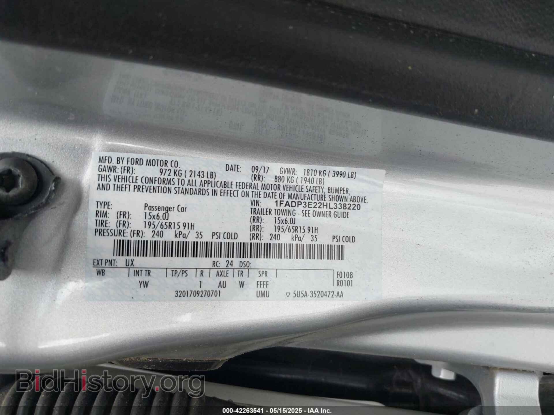 2017 FORD FOCUS - VIN: 1FADP3E22HL338220 - Фото 9