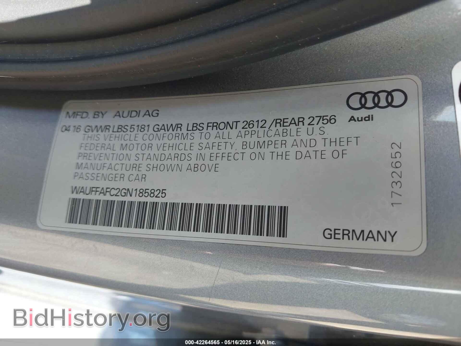 2016 AUDI A6 - VIN: WAUFFAFC2GN185825 - Фото 9