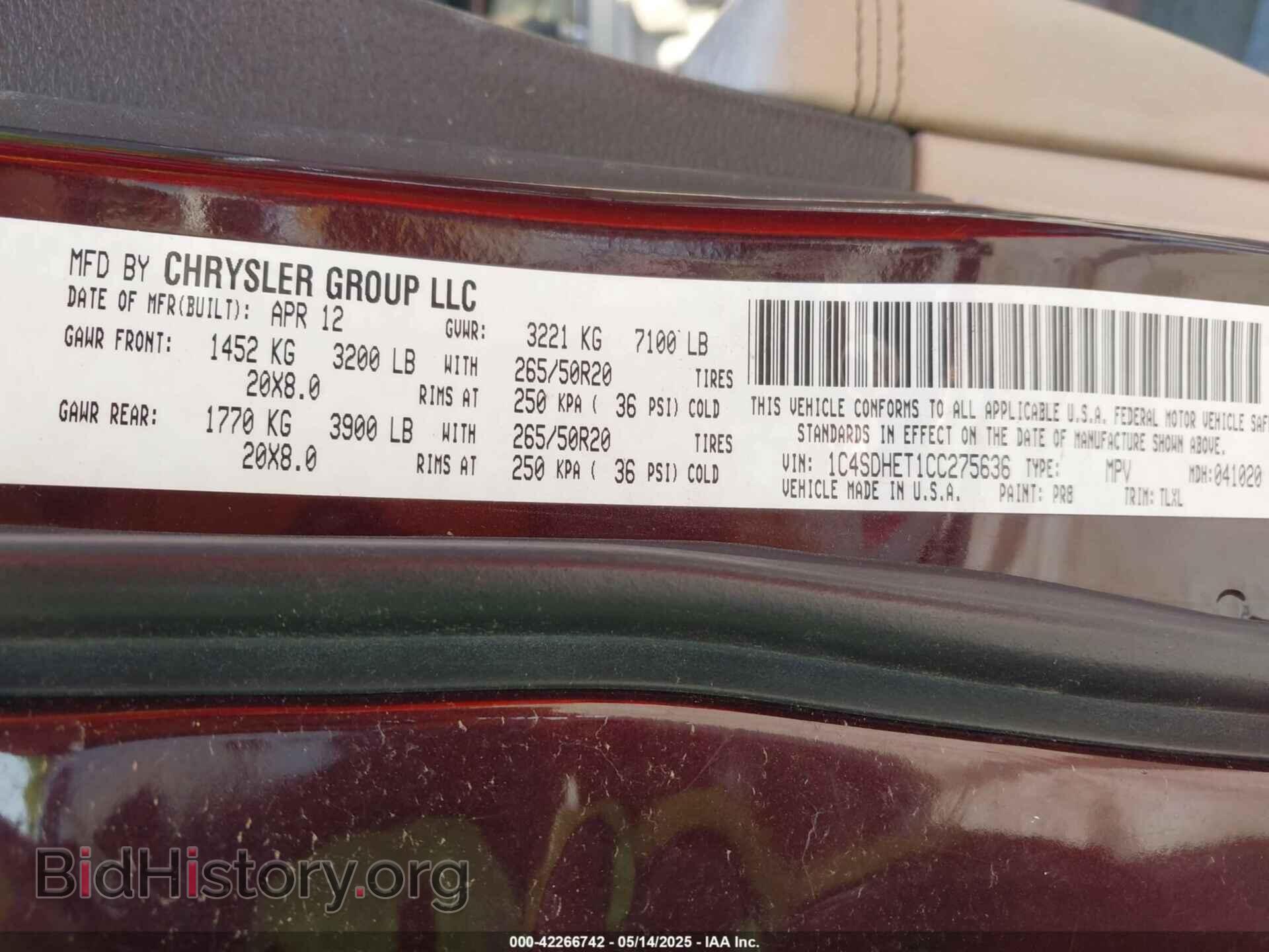 2012 DODGE DURANGO - VIN: 1C4SDHET1CC275636 - Photo 9