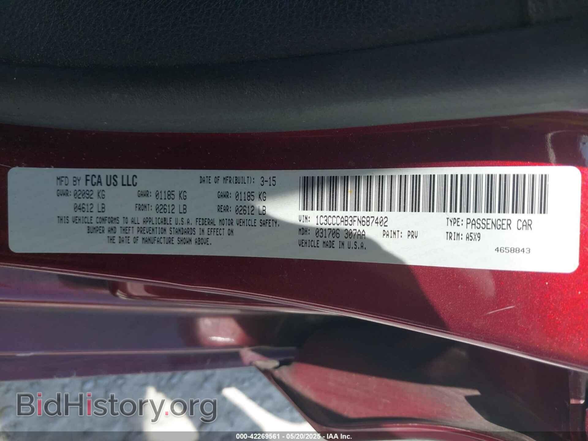 2015 CHRYSLER 200 - VIN: 1C3CCCAB3FN687402 - Фото 9