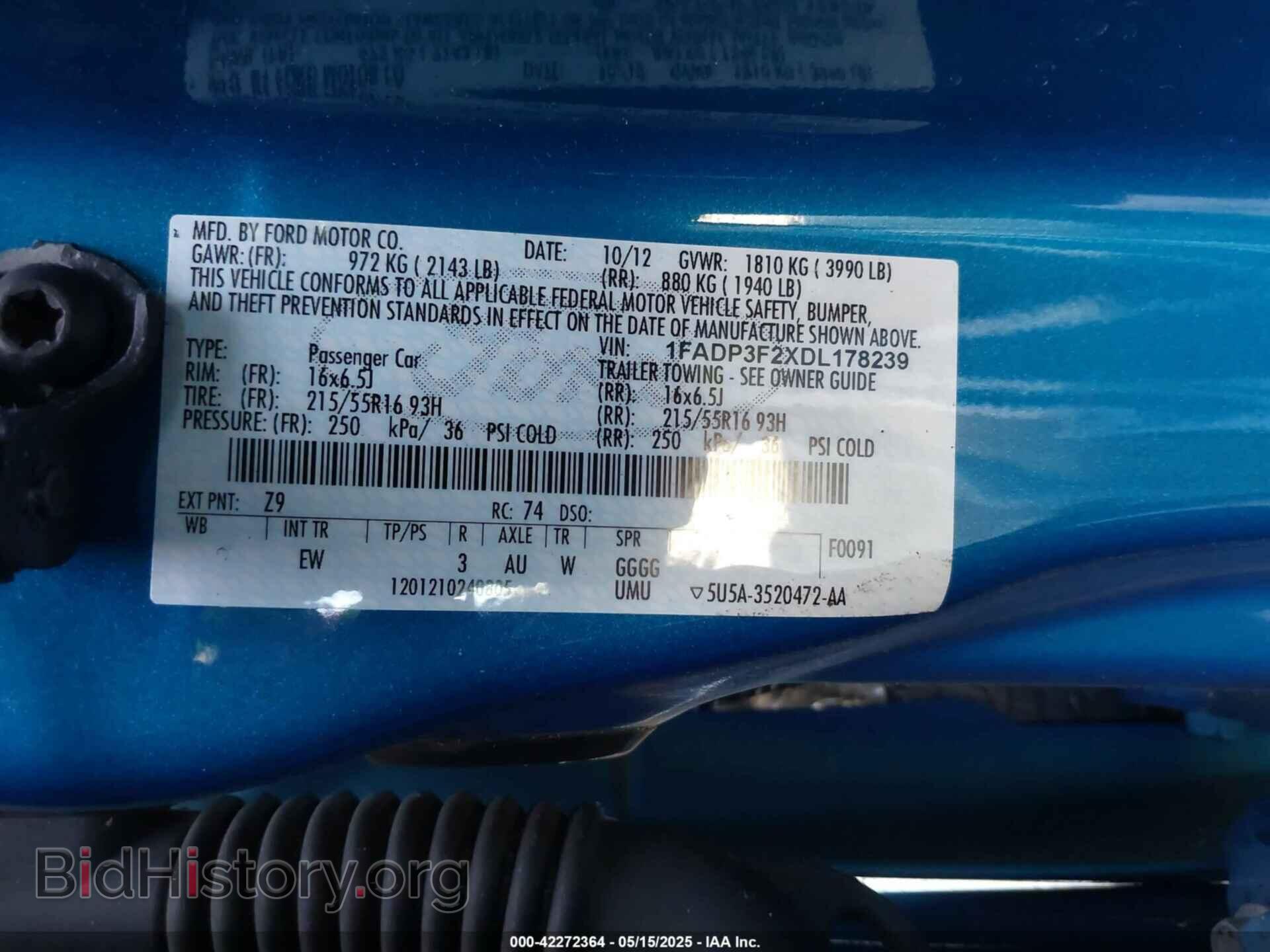 2013 FORD FOCUS - VIN: 1FADP3F2XDL178239 - Фото 9