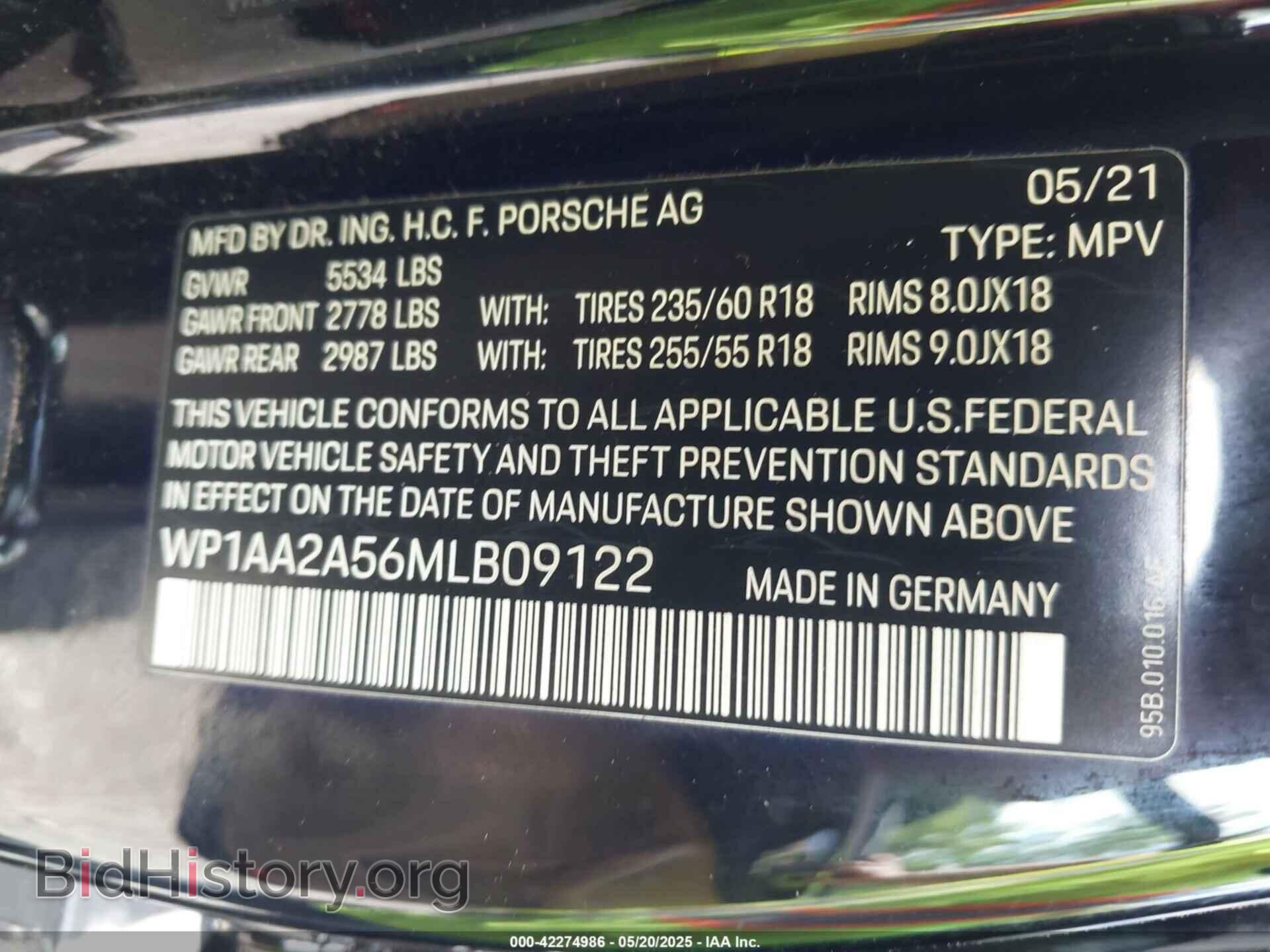 2021 PORSCHE MACAN - VIN: WP1AA2A56MLB09122 - Фото 9