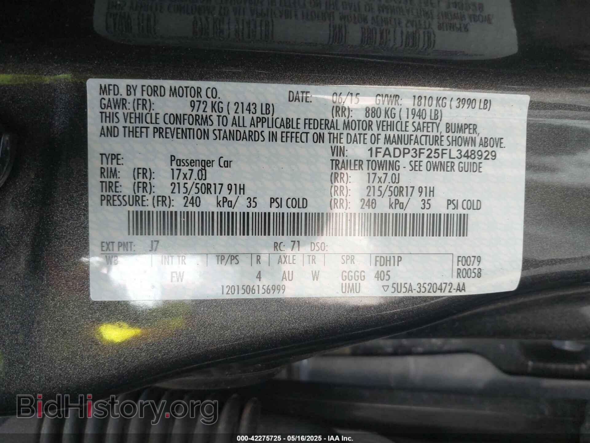 2015 FORD FOCUS - VIN: 1FADP3F25FL348929 - Фото 9