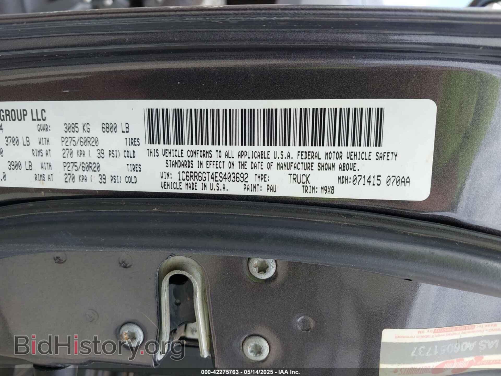 2014 RAM 1500 - VIN: 1C6RR6GT4ES403692 - Фото 9