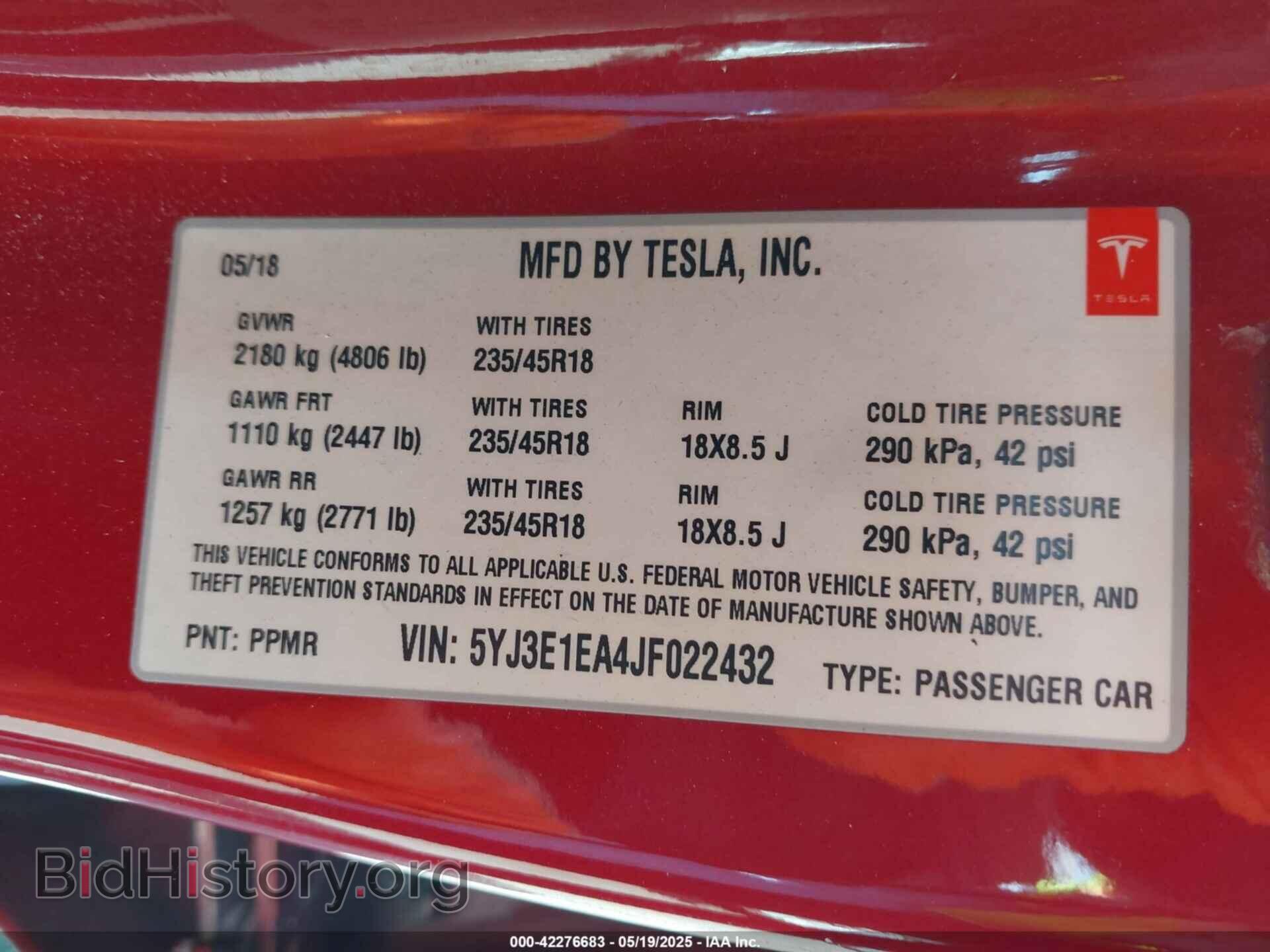 2018 TESLA MODEL 3 - VIN: 5YJ3E1EA4JF022432 - Photo 9