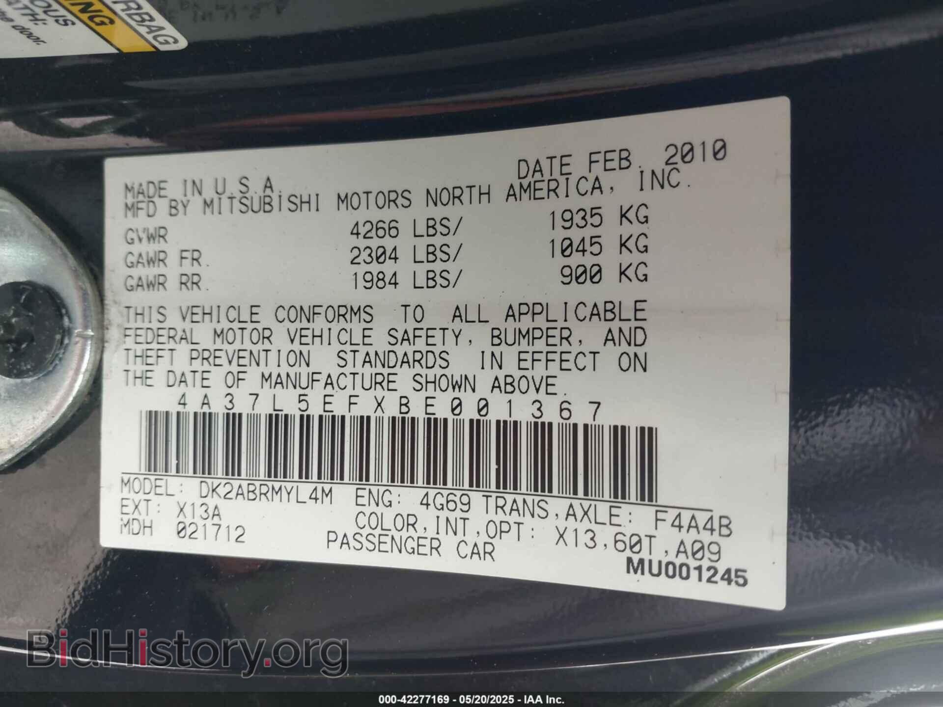 2011 MITSUBISHI ECLIPSE SPYDER - VIN: 4A37L5EFXBE001367 - Фото 9