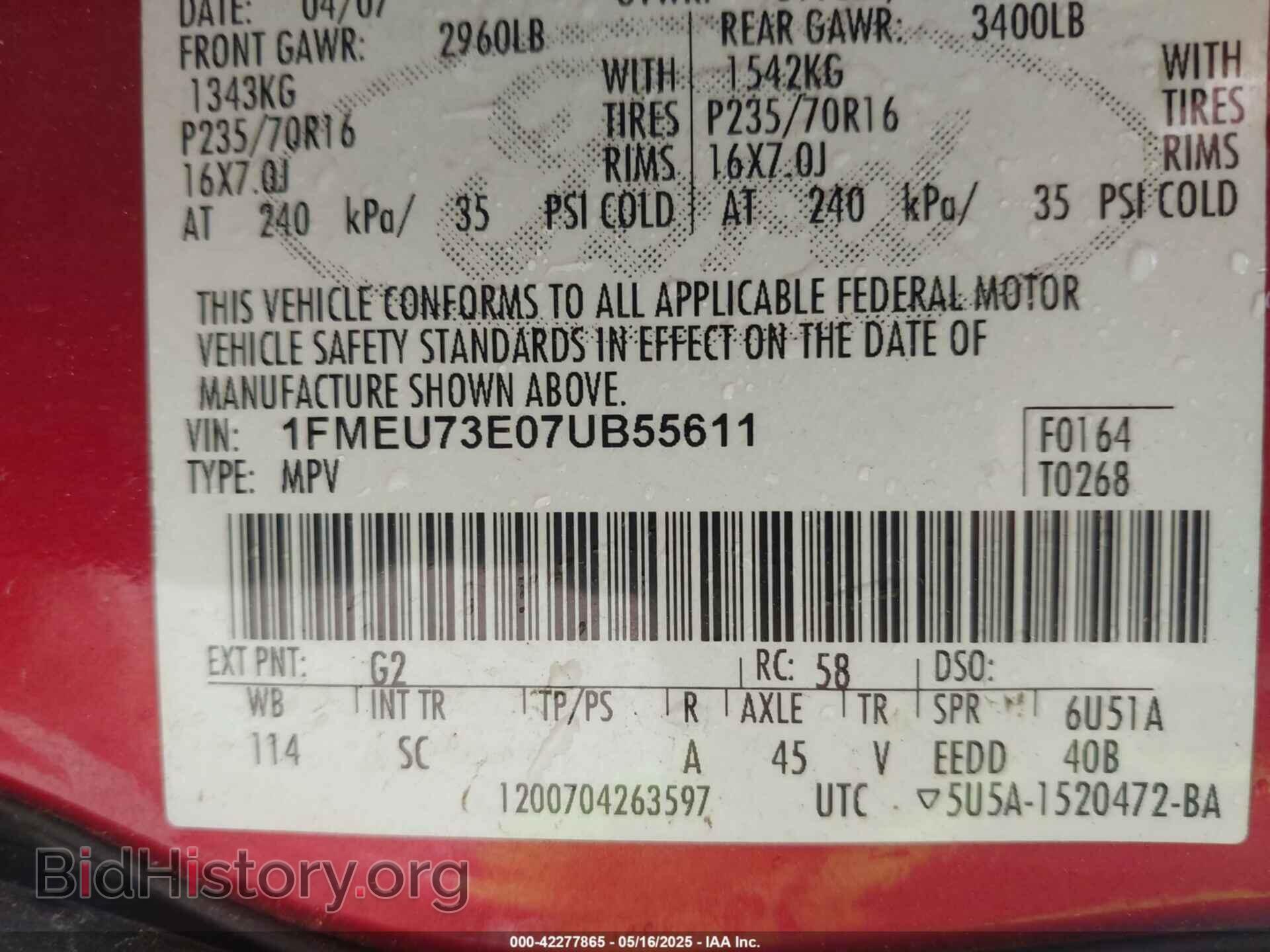 2007 FORD EXPLORER - VIN: 1FMEU73E07UB55611 - Фото 9