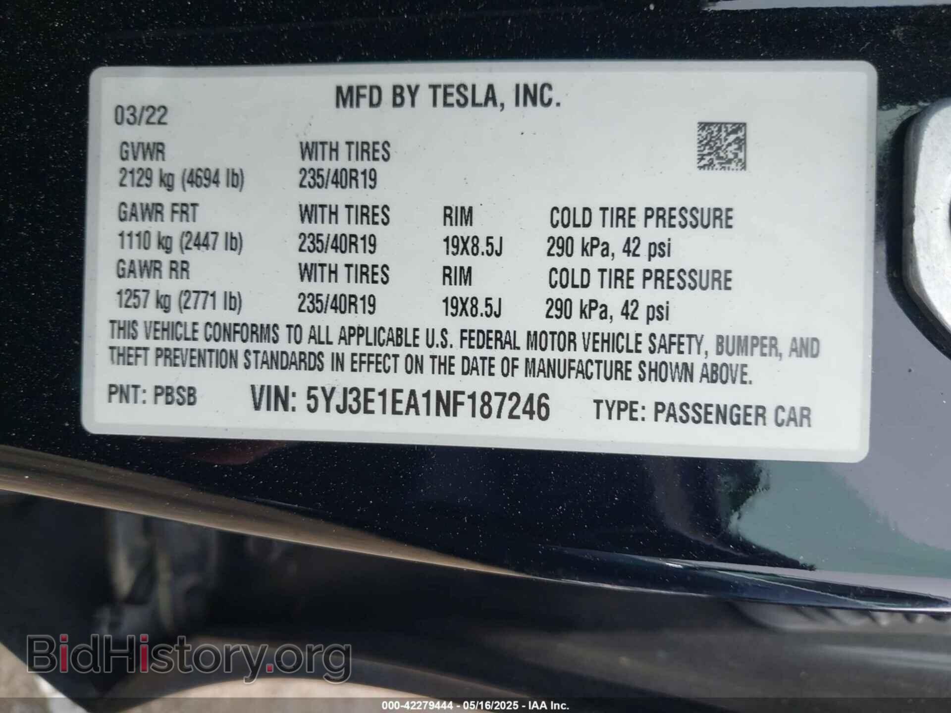 2022 TESLA MODEL 3 - VIN: 5YJ3E1EA1NF187246 - Фото 9
