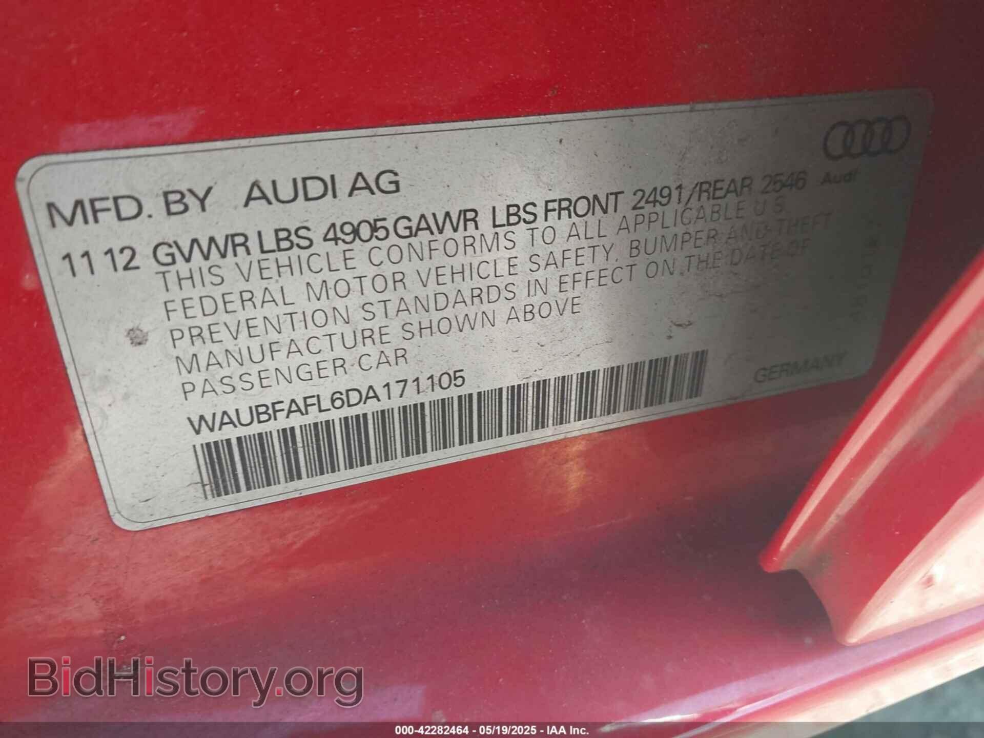 2013 AUDI A4 - VIN: WAUBFAFL6DA171105 - Фото 9