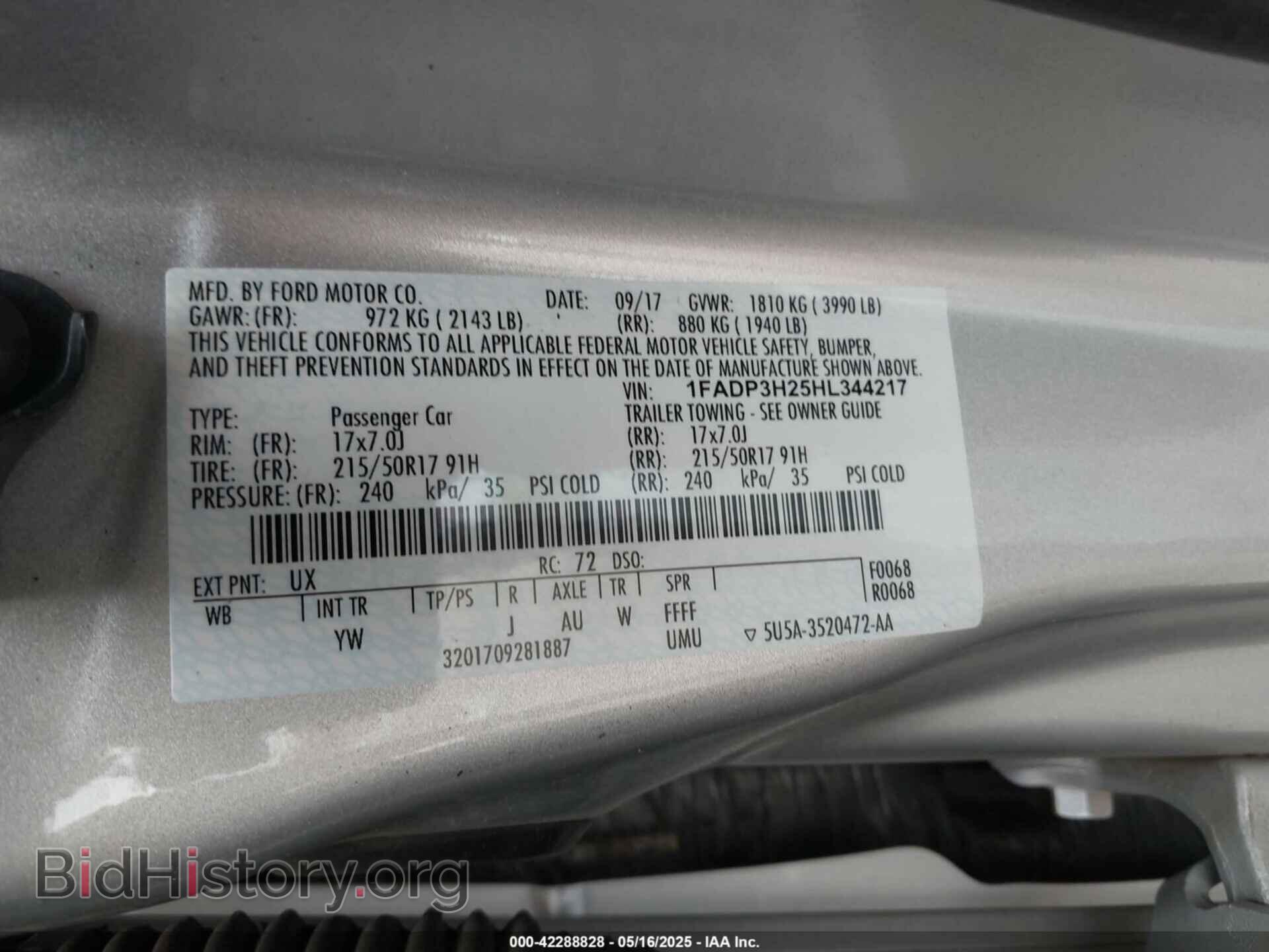 2017 FORD FOCUS - VIN: 1FADP3H25HL344217 - Photo 9