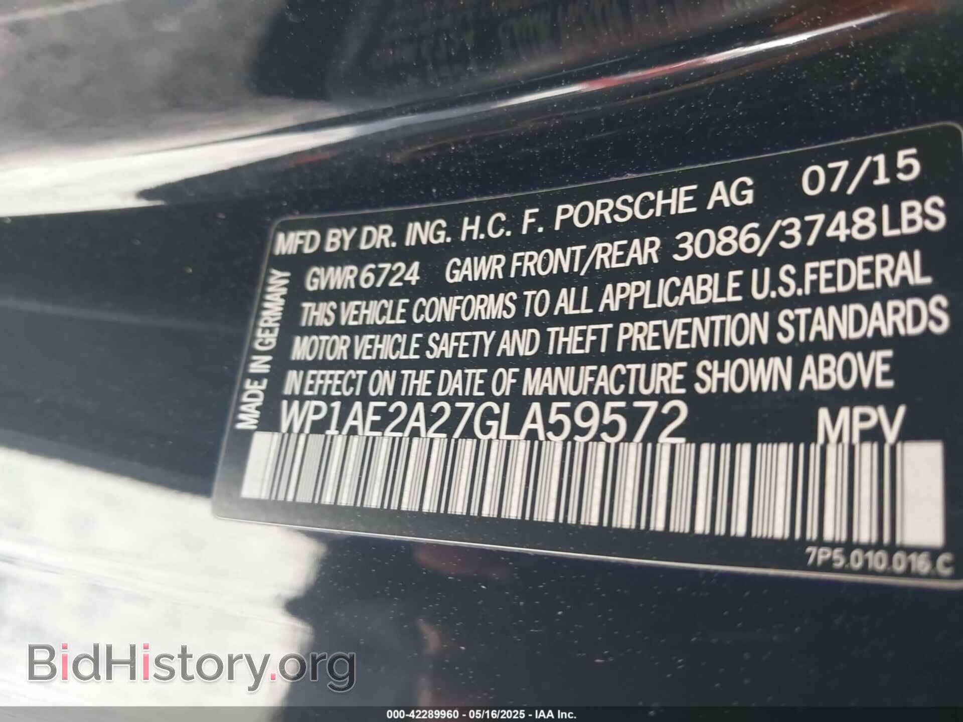 2016 PORSCHE CAYENNE E-HYBRID - VIN: WP1AE2A27GLA59572 - Фото 9