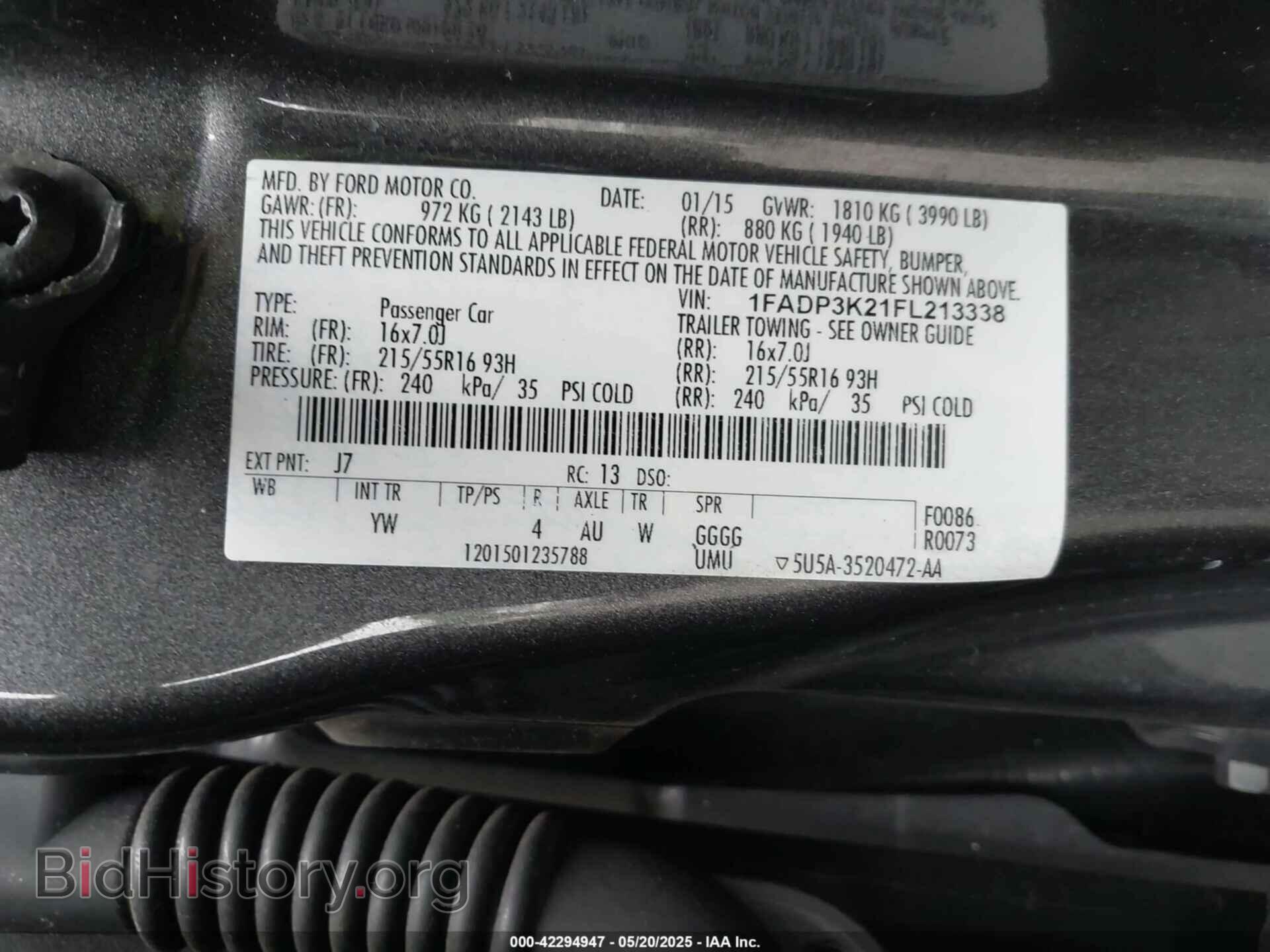 2015 FORD FOCUS - VIN: 1FADP3K21FL213338 - Фото 9