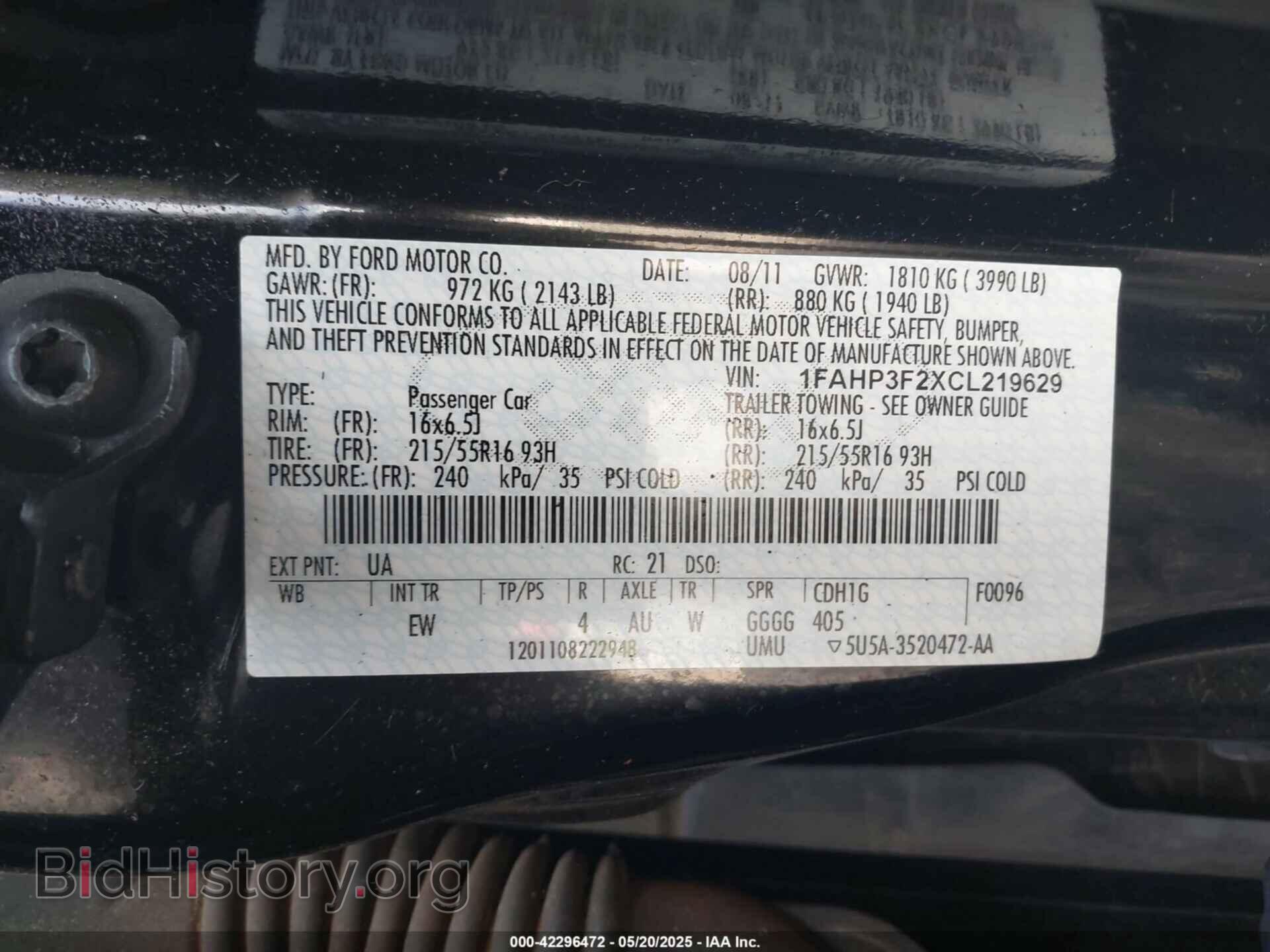 2012 FORD FOCUS - VIN: 1FAHP3F2XCL219629 - Фото 9