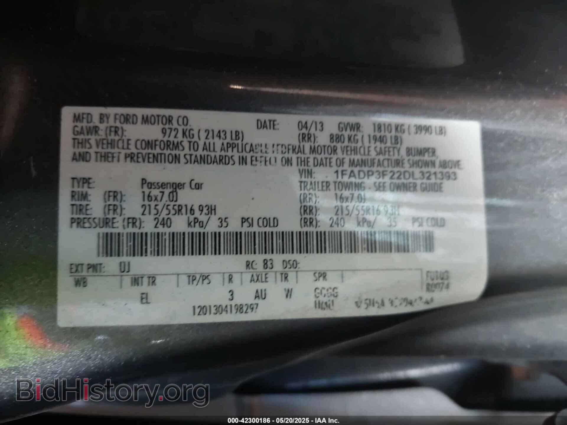 2013 FORD FOCUS - VIN: 1FADP3F22DL321393 - Фото 9