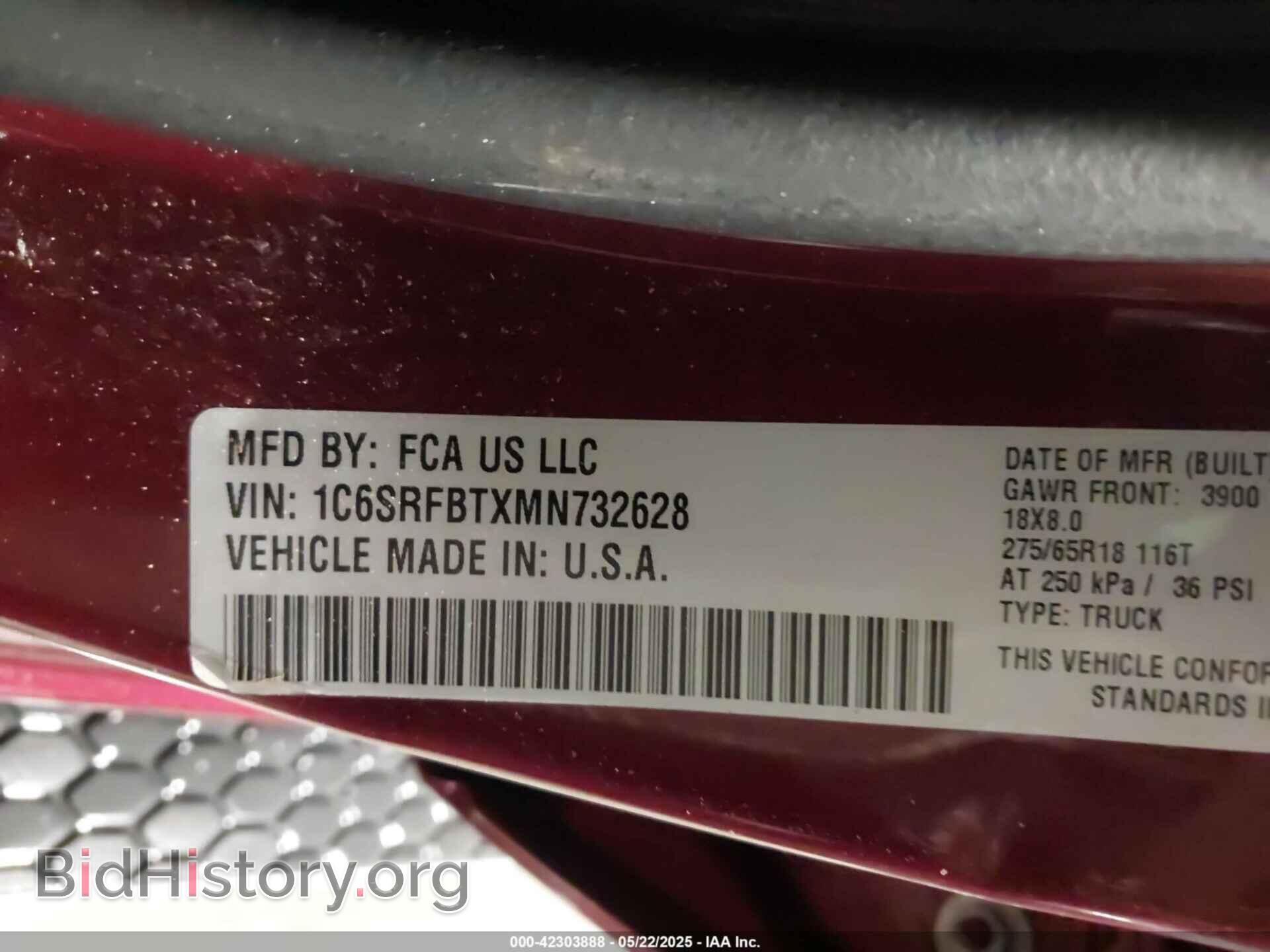 2021 RAM 1500 - VIN: 1C6SRFBTXMN732628 - Фото 9