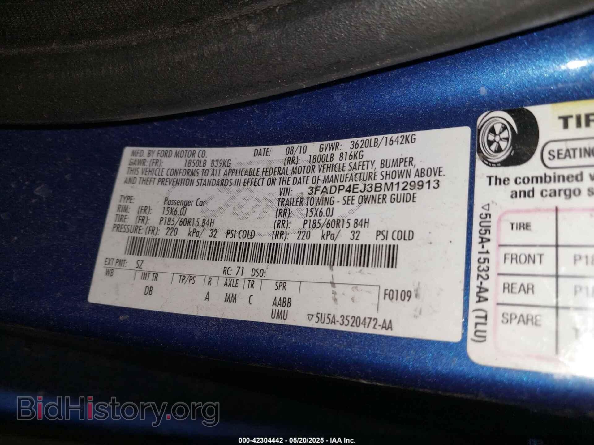 2011 FORD FIESTA - VIN: 3FADP4EJ3BM129913 - Фото 9