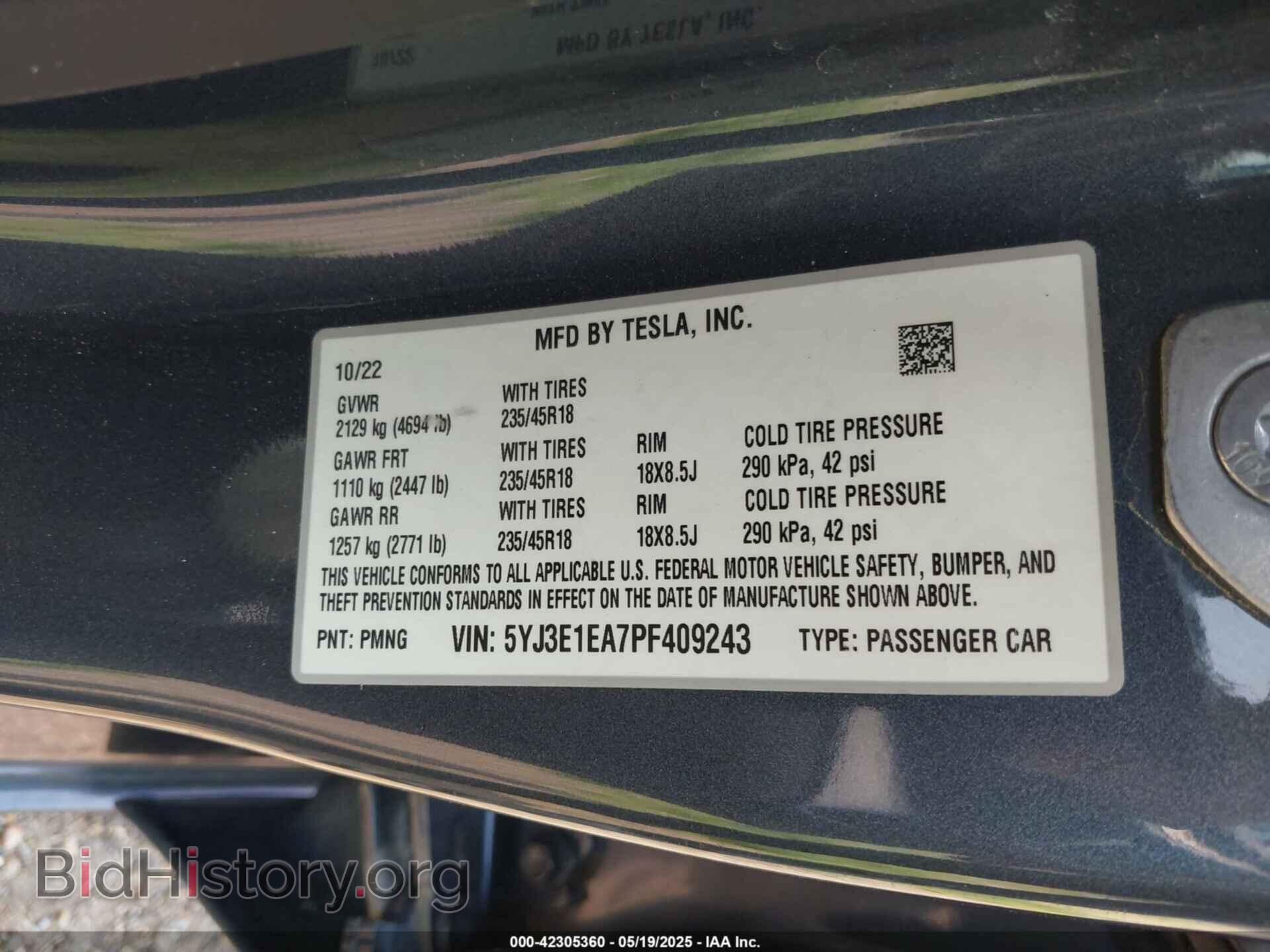 2023 TESLA MODEL 3 - VIN: 5YJ3E1EA7PF409243 - Фото 9
