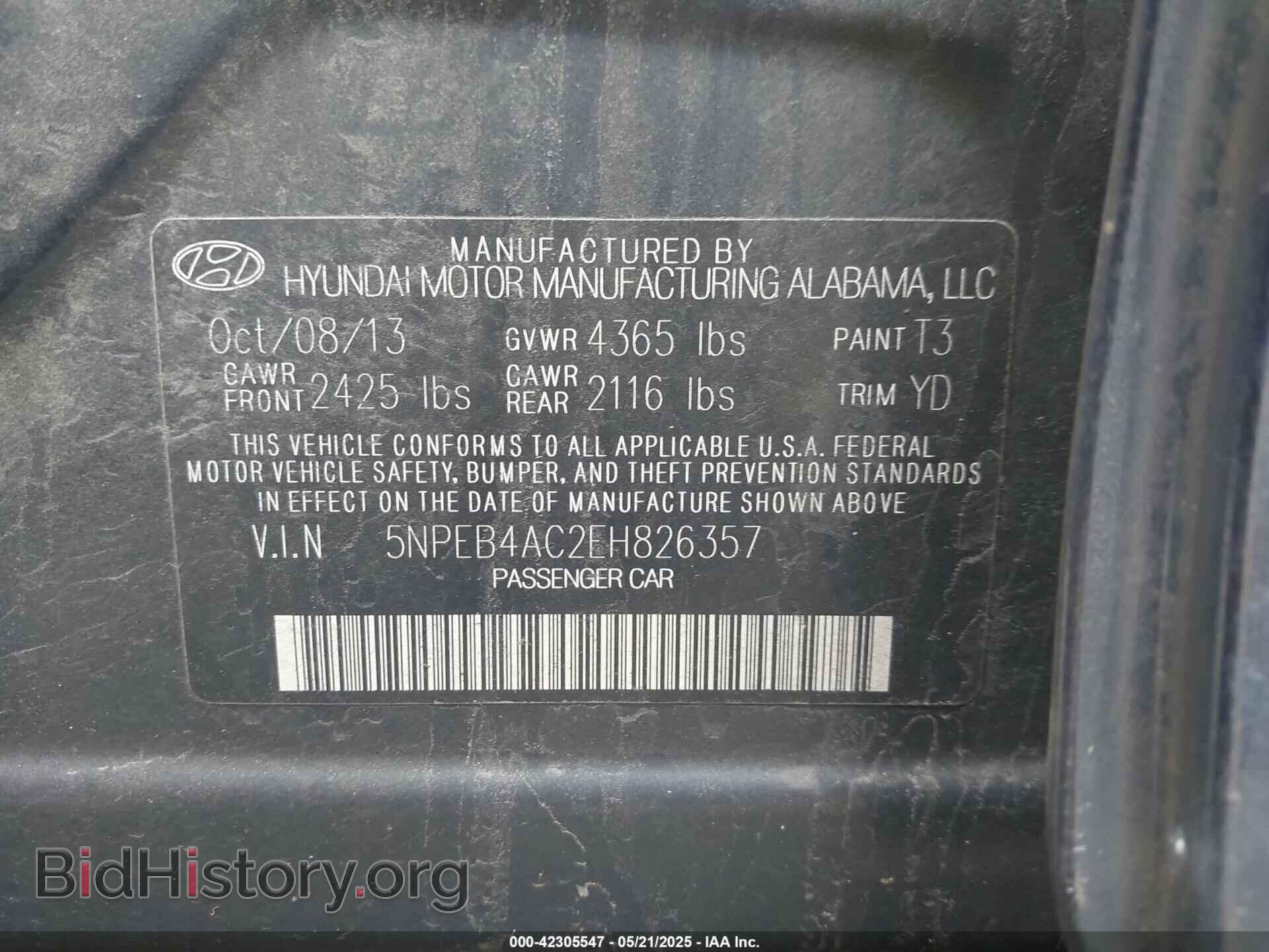 2014 HYUNDAI SONATA - VIN: 5NPEB4AC2EH826357 - Фото 9