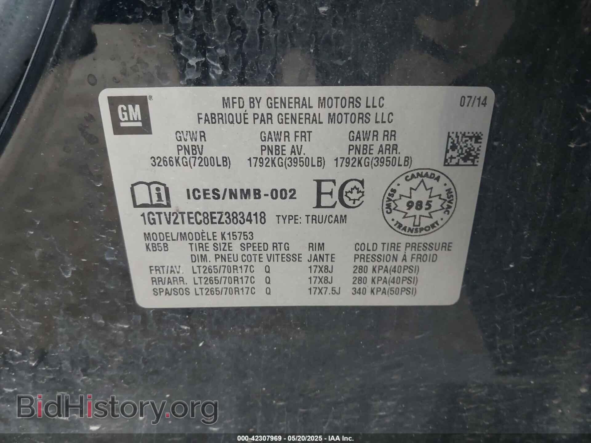 2014 GMC SIERRA 1500 - VIN: 1GTV2TEC8EZ383418 - Фото 9