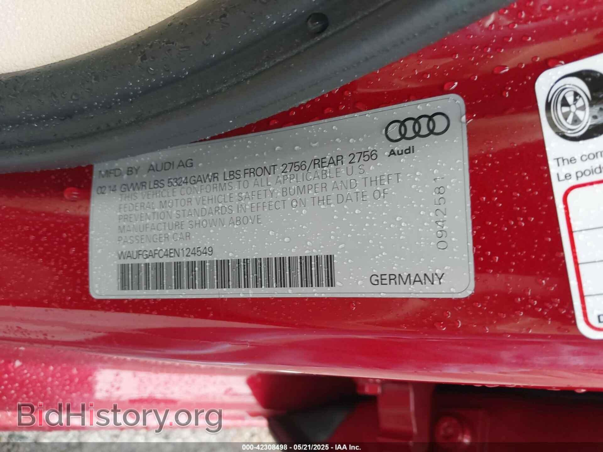 2014 AUDI A6 - VIN: WAUFGAFC4EN124549 - Фото 9