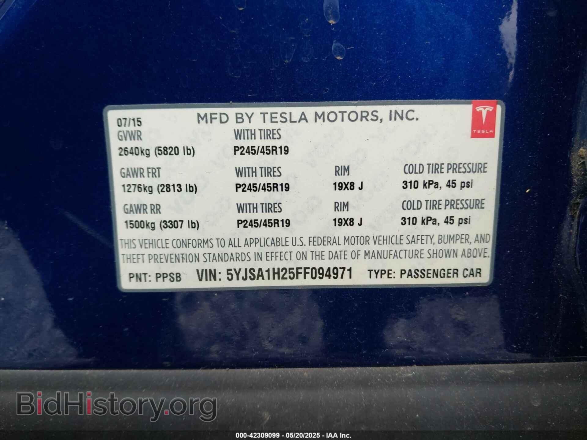 2015 TESLA MODEL S - VIN: 5YJSA1H25FF094971 - Photo 9