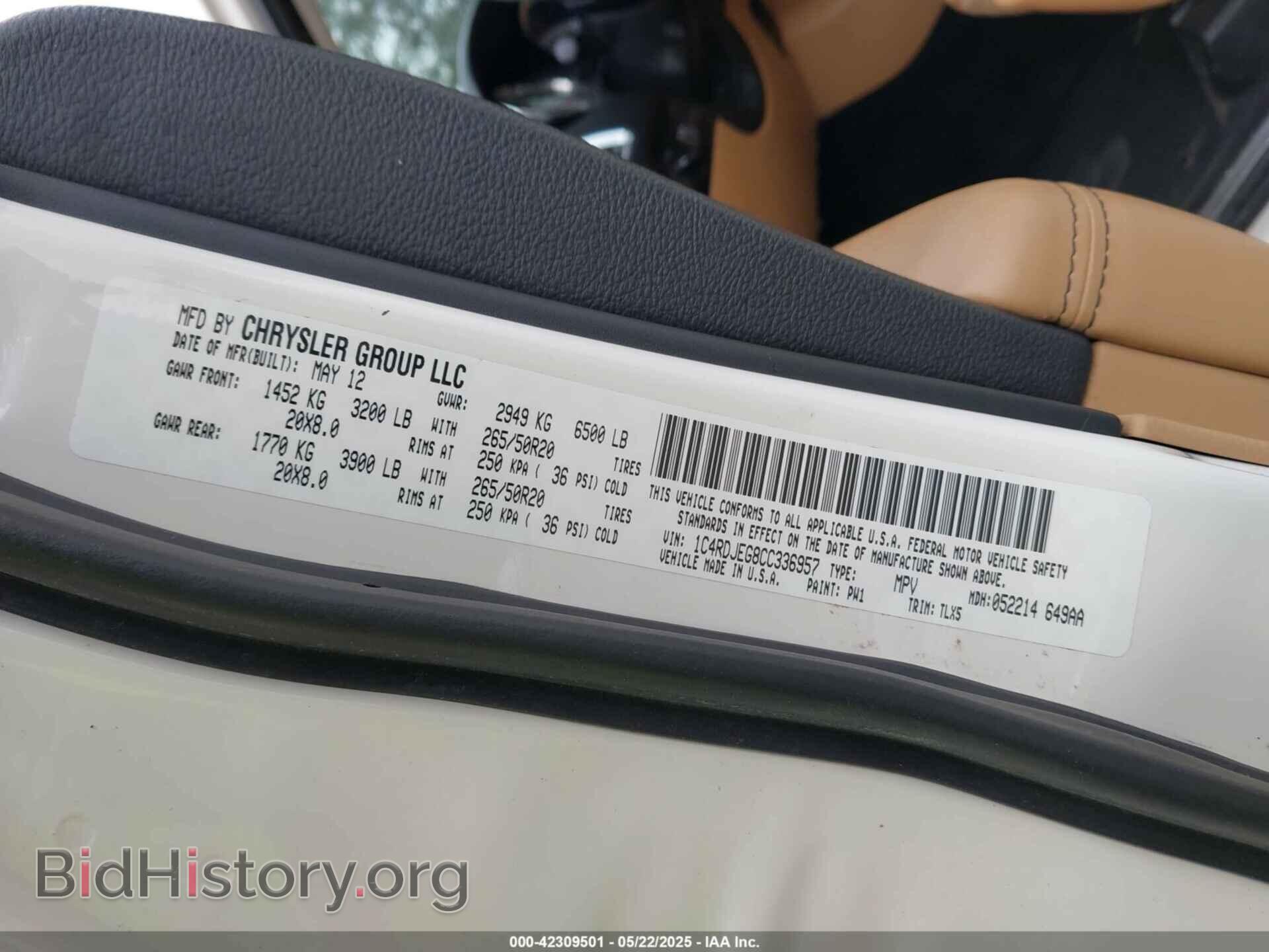 2012 DODGE DURANGO - VIN: 1C4RDJEG8CC336957 - Photo 9