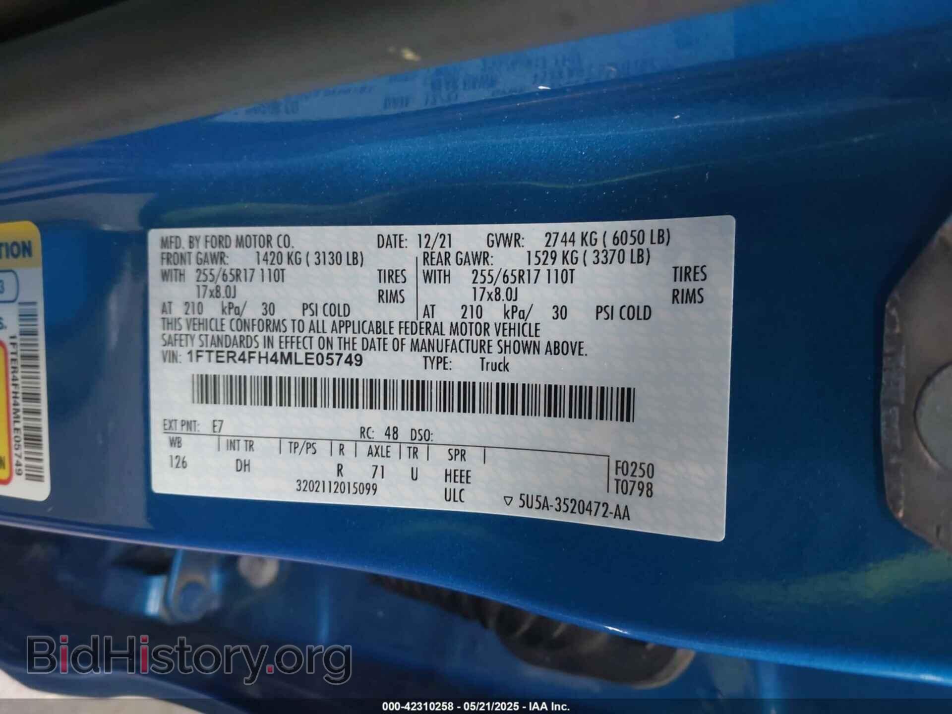 2021 FORD RANGER - VIN: 1FTER4FH4MLE05749 - Фото 9