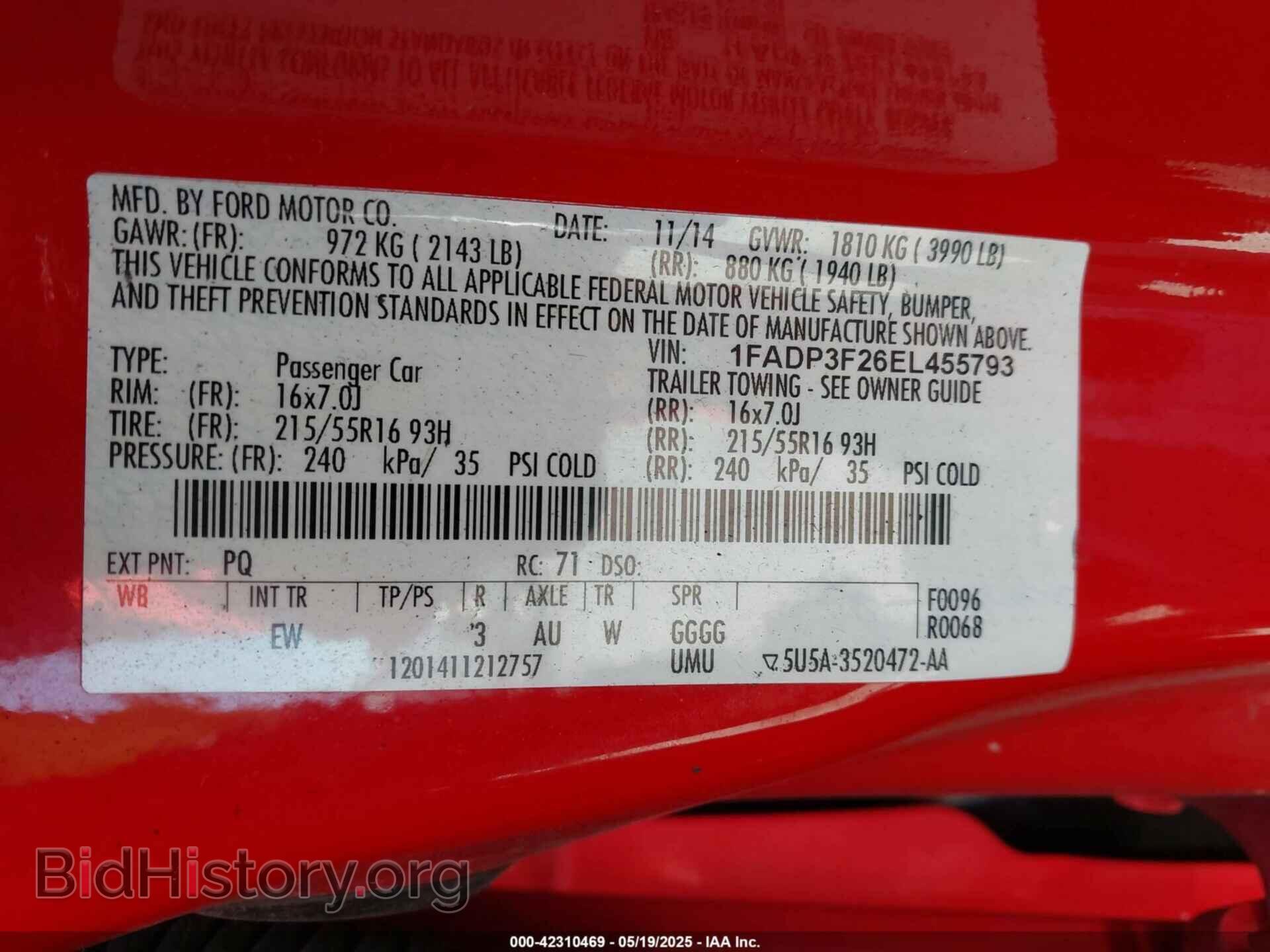2014 FORD FOCUS - VIN: 1FADP3F26EL455793 - Фото 9