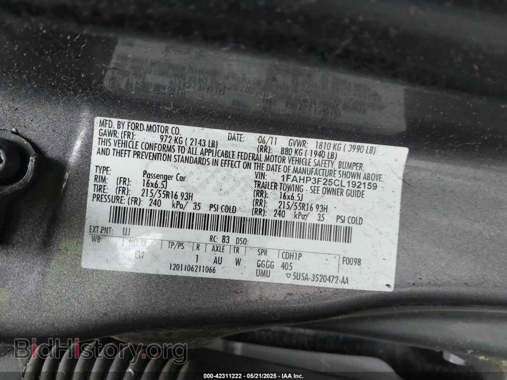 2012 FORD FOCUS - VIN: 1FAHP3F25CL192159 - Фото 9