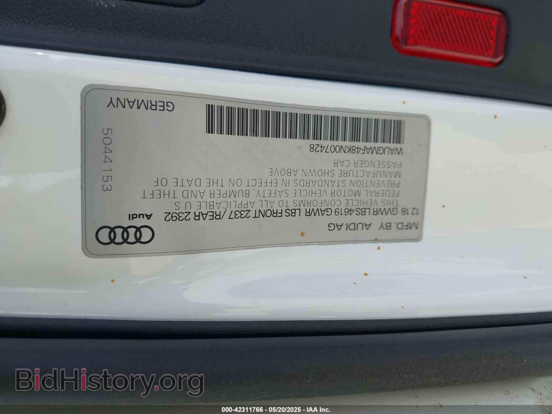 2019 AUDI A4 - VIN: WAUGMAF48KN007428 - Фото 9