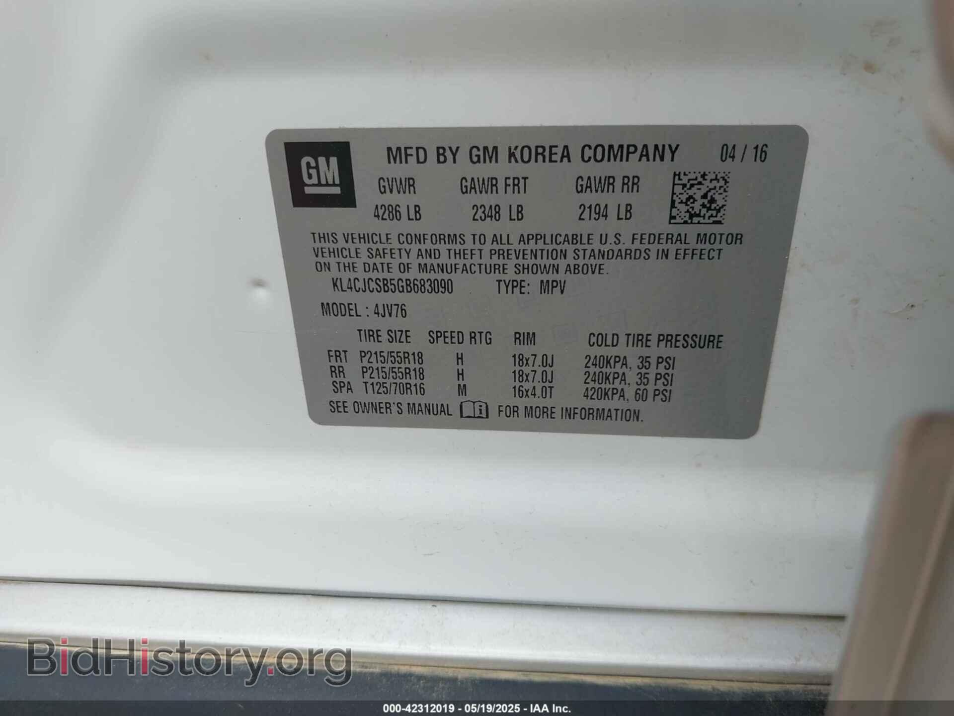 2016 BUICK ENCORE - VIN: KL4CJCSB5GB683090 - Photo 9