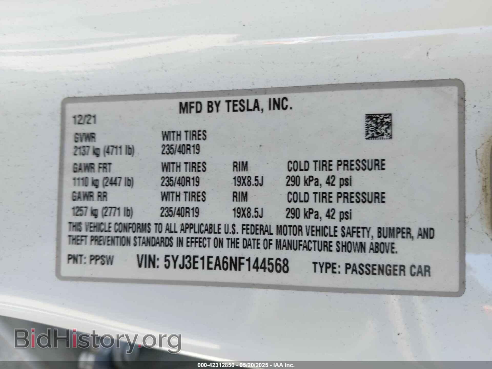 2022 TESLA MODEL 3 - VIN: 5YJ3E1EA6NF144568 - Фото 9