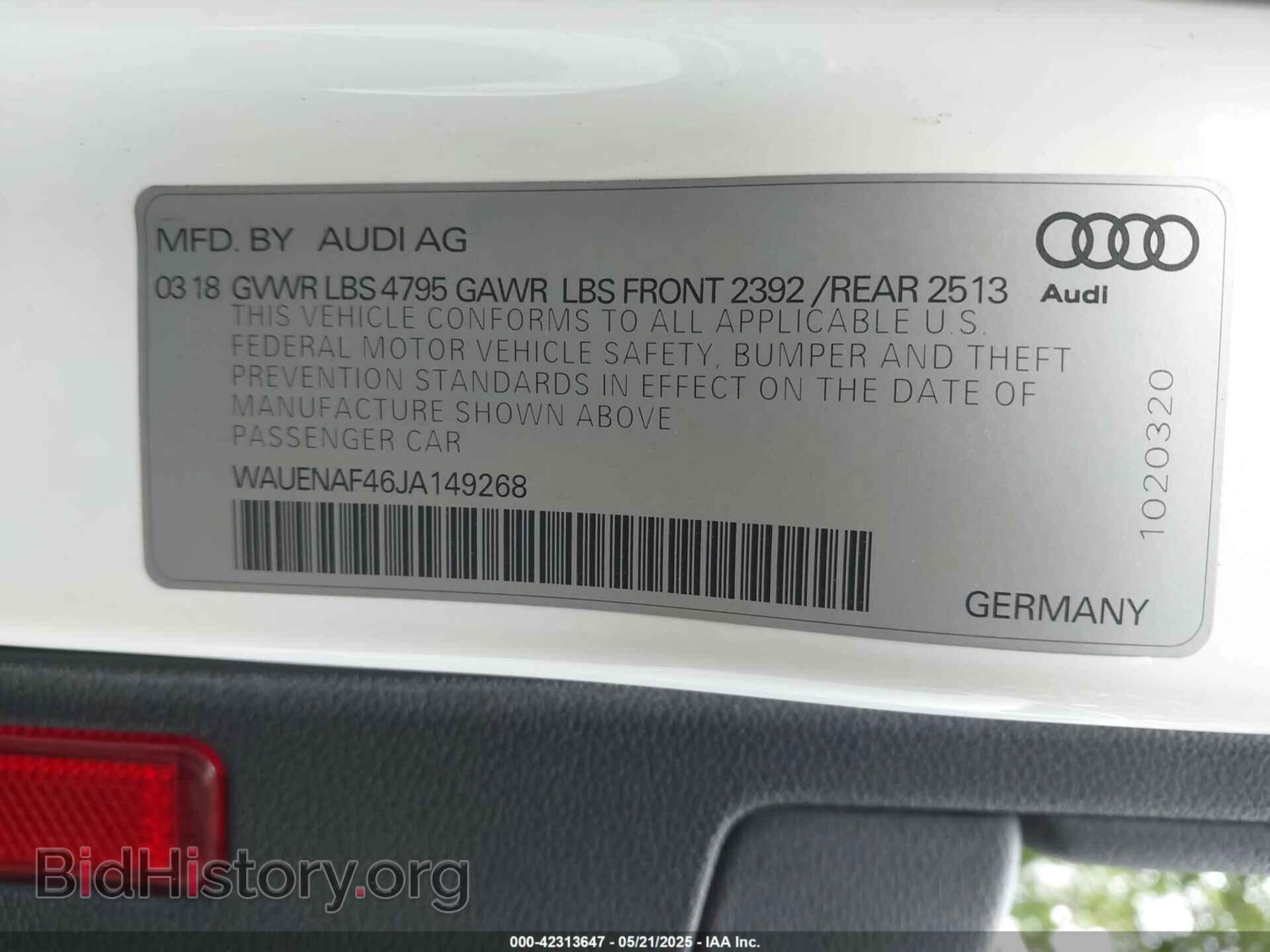 2018 AUDI A4 - VIN: WAUENAF46JA149268 - Фото 9