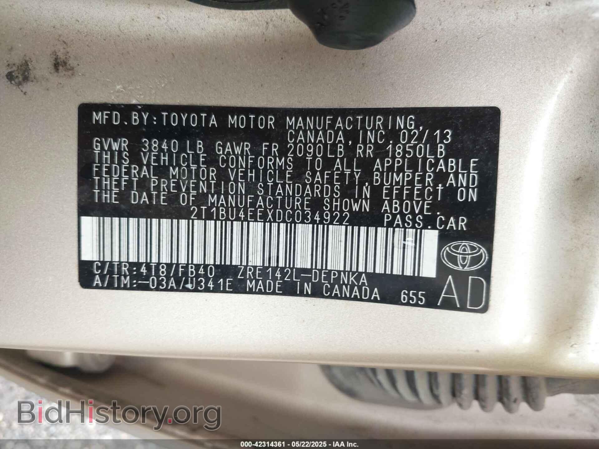 2013 TOYOTA COROLLA - VIN: 2T1BU4EEXDC034922 - Фото 9