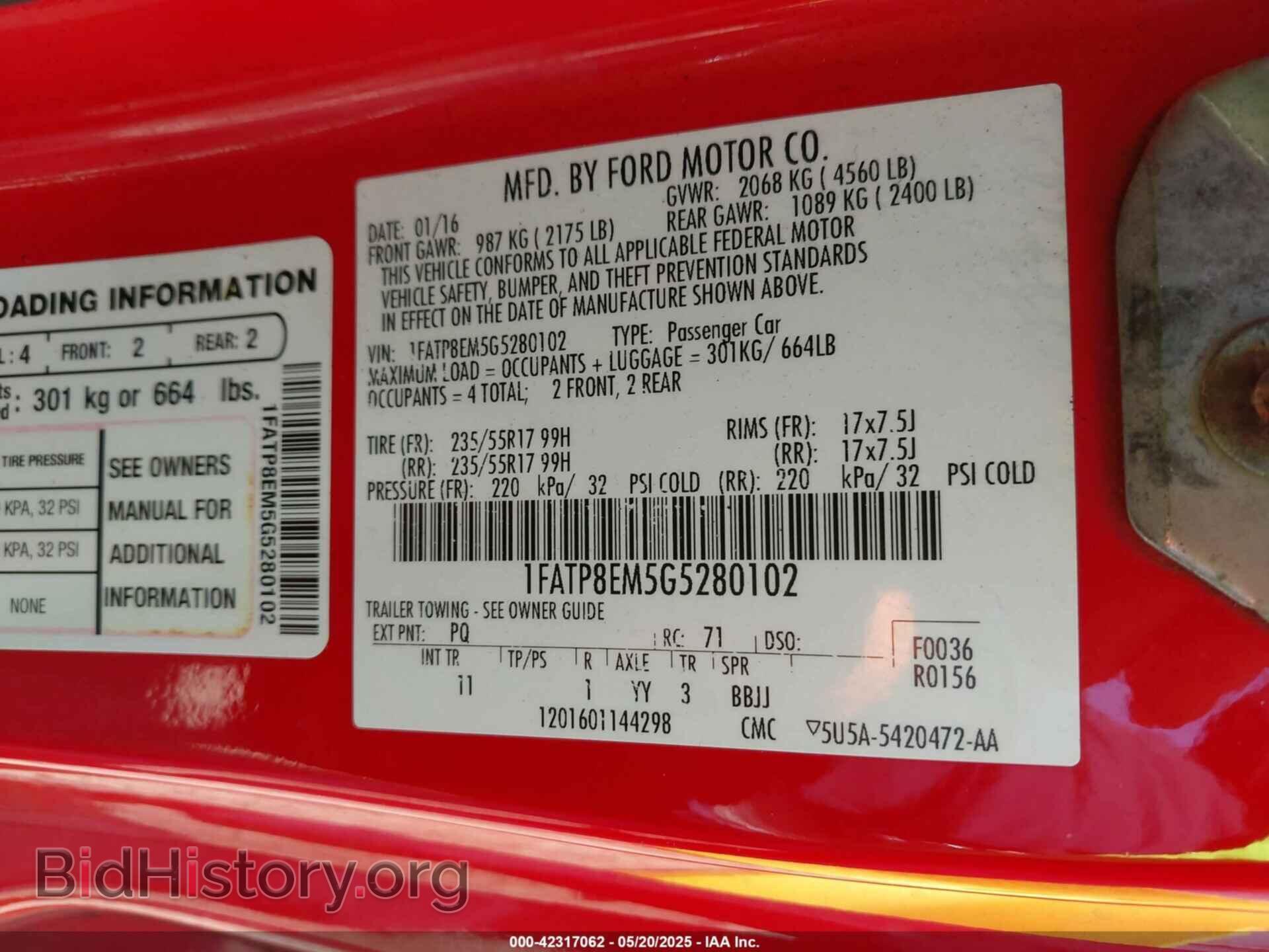 2016 FORD MUSTANG - VIN: 1FATP8EM5G5280102 - Фото 9