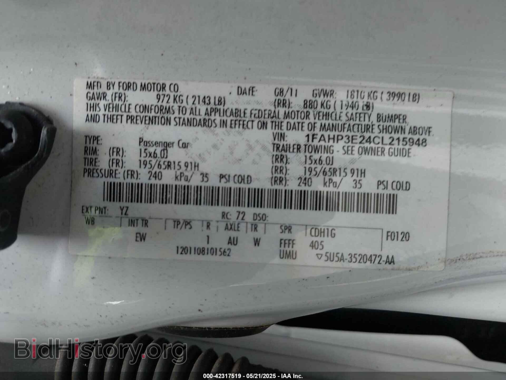 2012 FORD FOCUS - VIN: 1FAHP3E24CL215948 - Фото 9