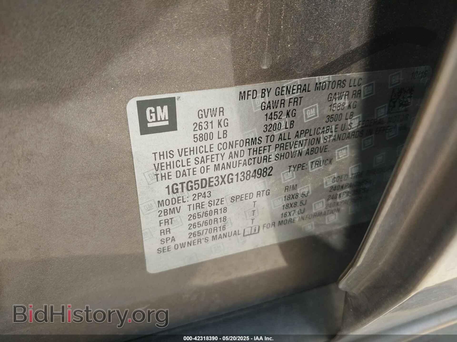 2016 GMC CANYON - VIN: 1GTG5DE3XG1384982 - Фото 9