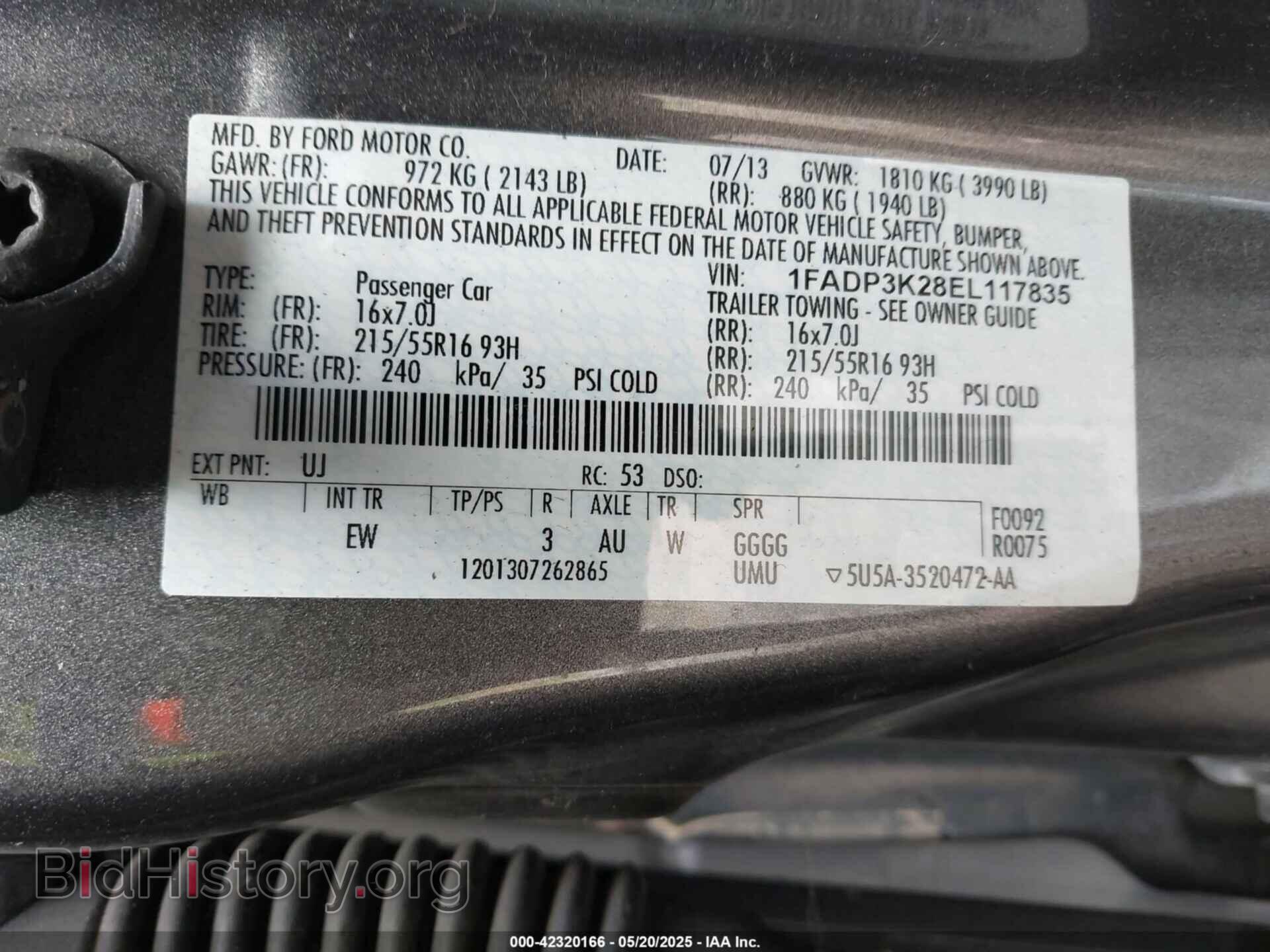 2014 FORD FOCUS - VIN: 1FADP3K28EL117835 - Фото 9