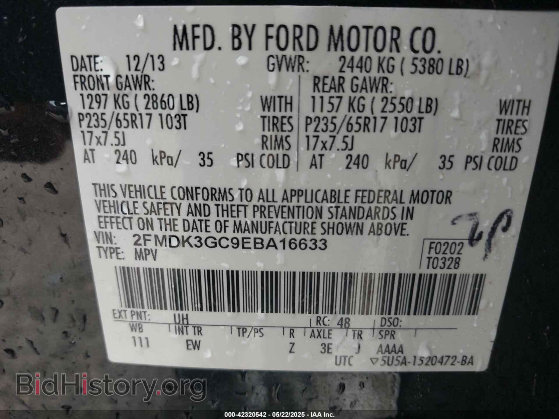 2014 FORD EDGE - VIN: 2FMDK3GC9EBA16633 - Photo 9