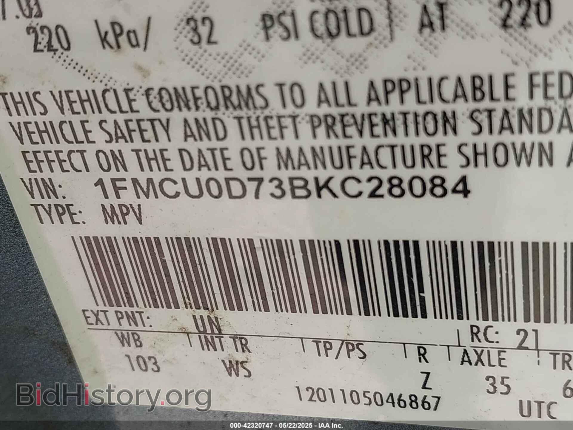 2011 FORD ESCAPE - VIN: 1FMCU0D73BKC28084 - Photo 9