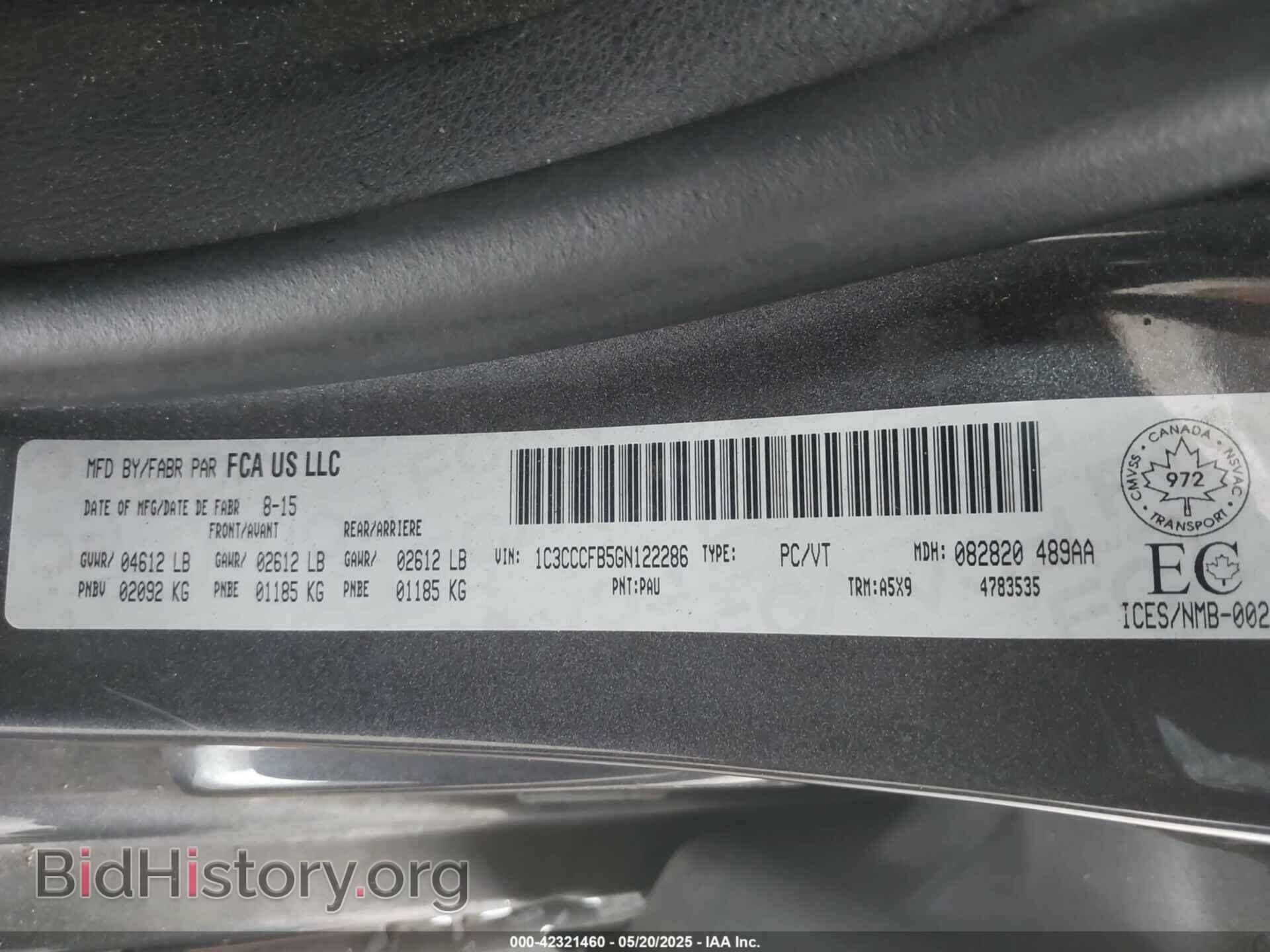2016 CHRYSLER 200 - VIN: 1C3CCCFB5GN122286 - Фото 9