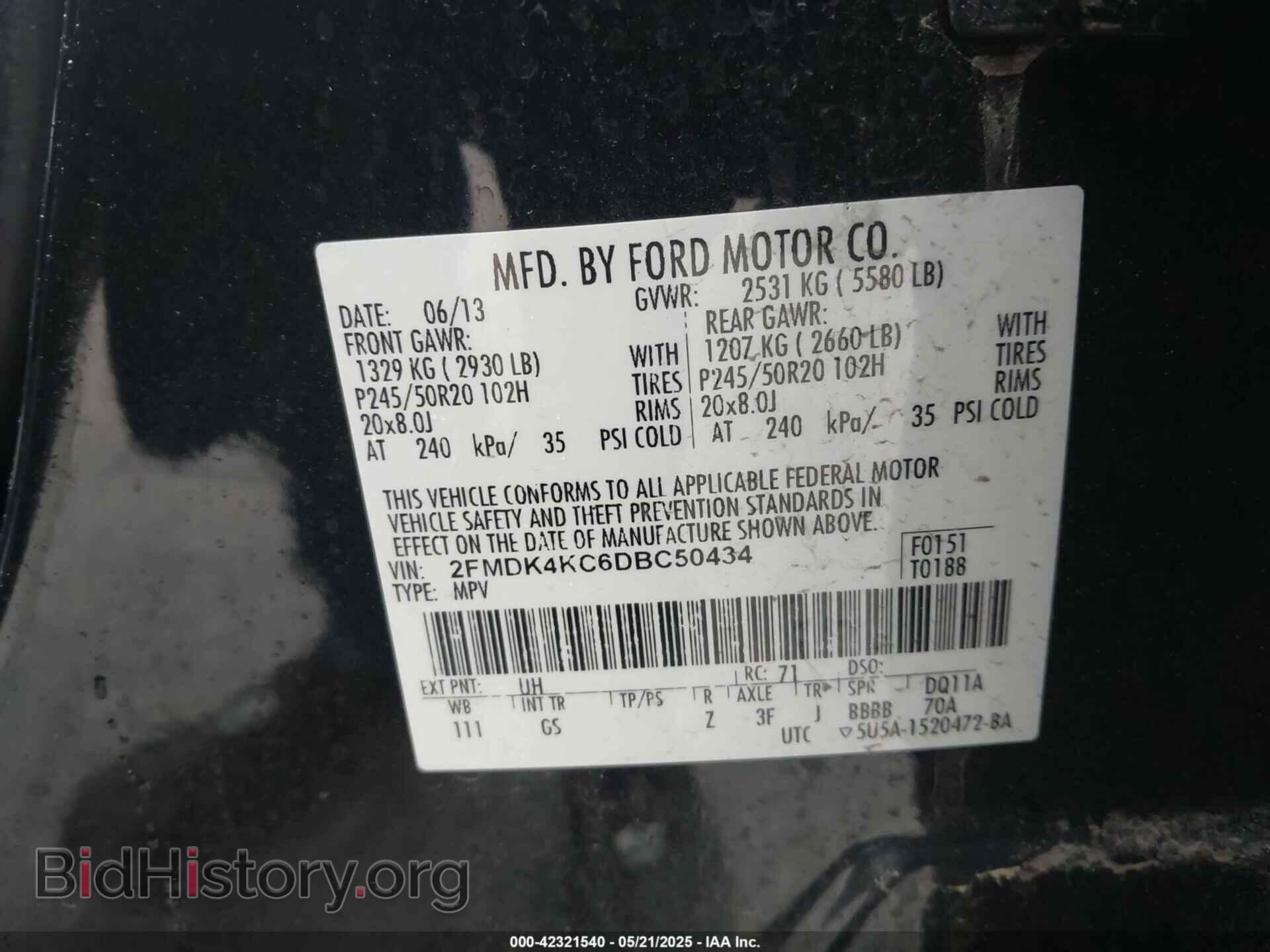 2013 FORD EDGE - VIN: 2FMDK4KC6DBC50434 - Фото 9