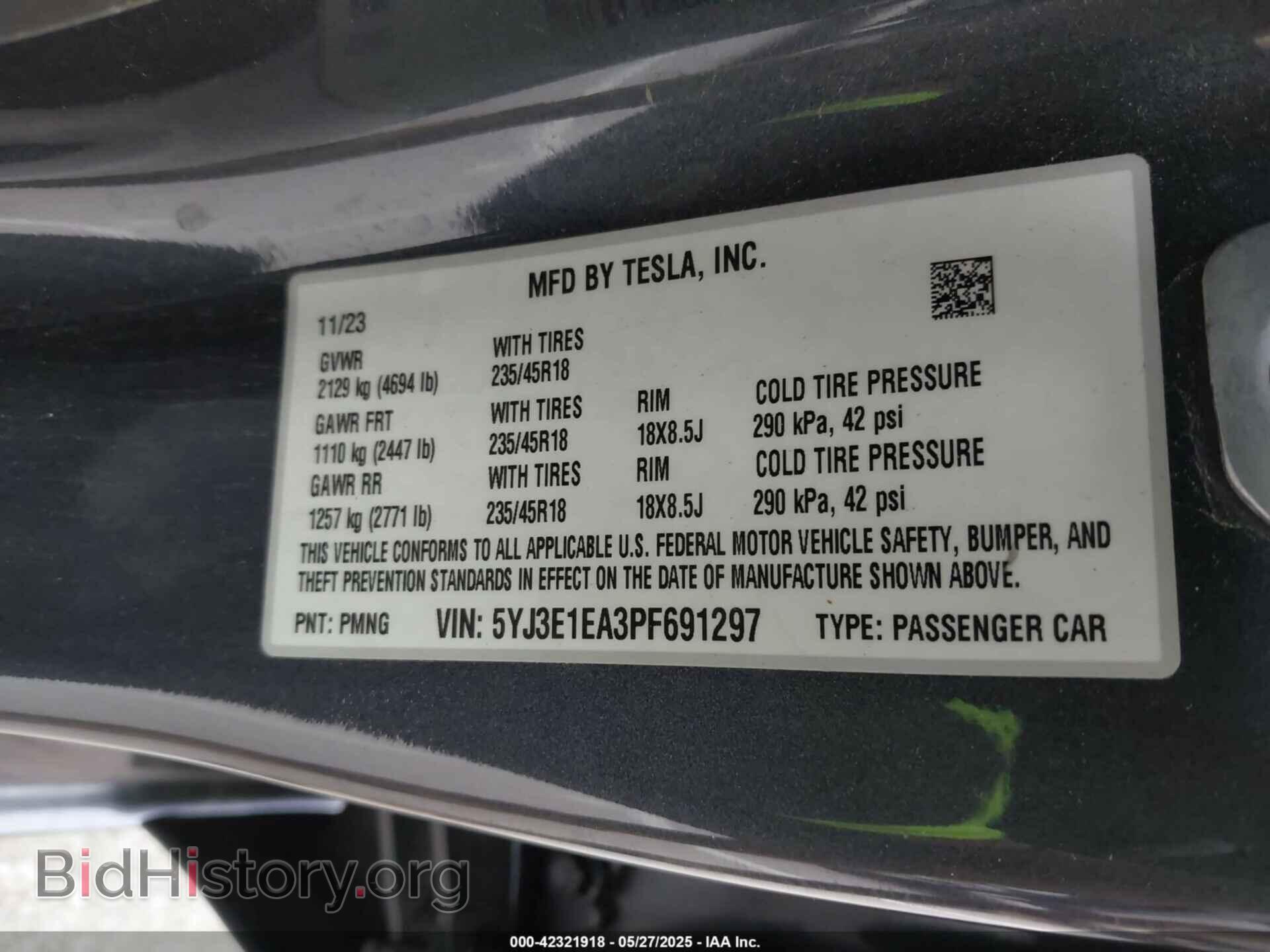 2023 TESLA MODEL 3 - VIN: 5YJ3E1EA3PF691297 - Фото 9
