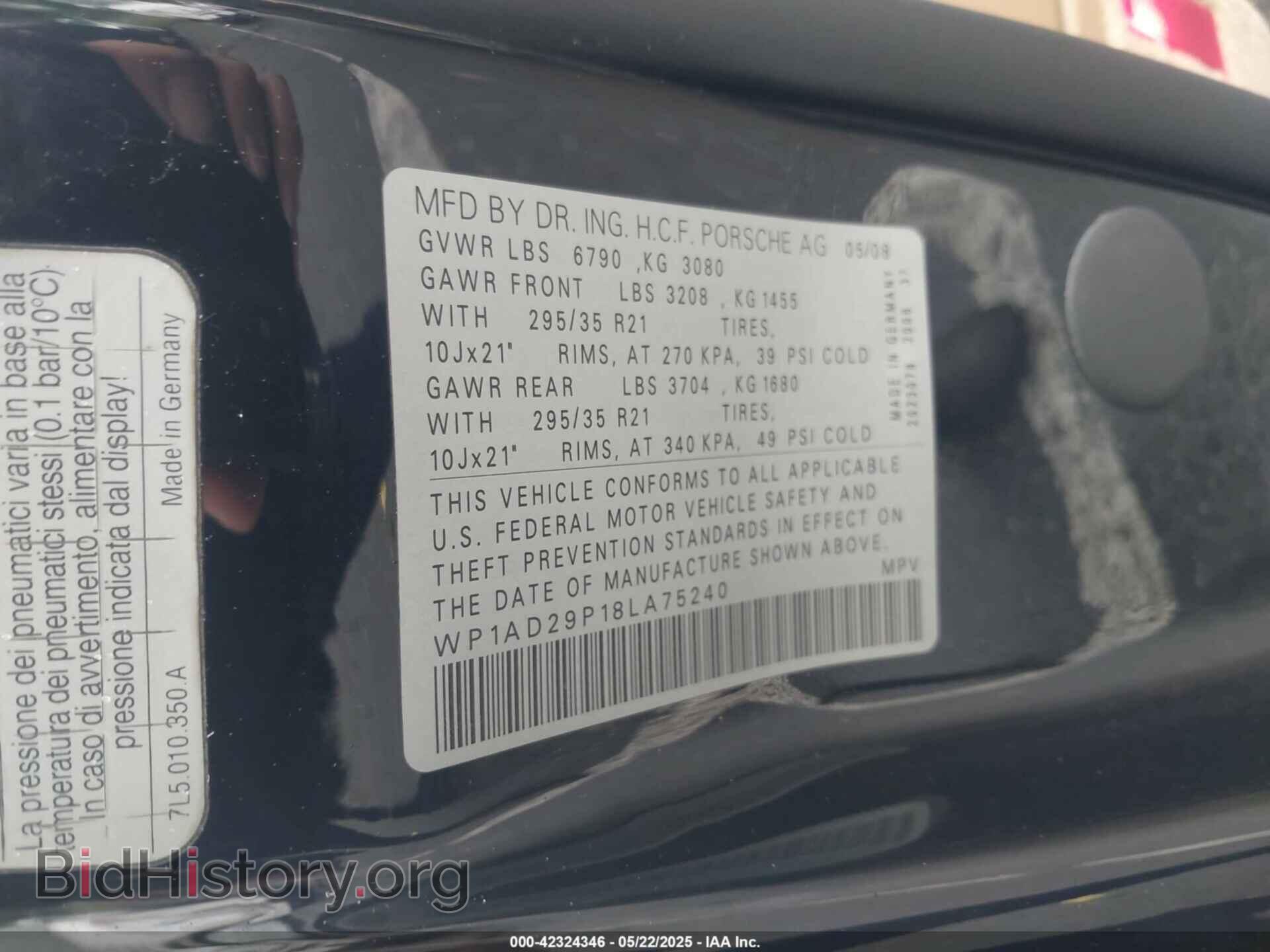 2008 PORSCHE CAYENNE - VIN: WP1AD29P18LA75240 - Фото 9