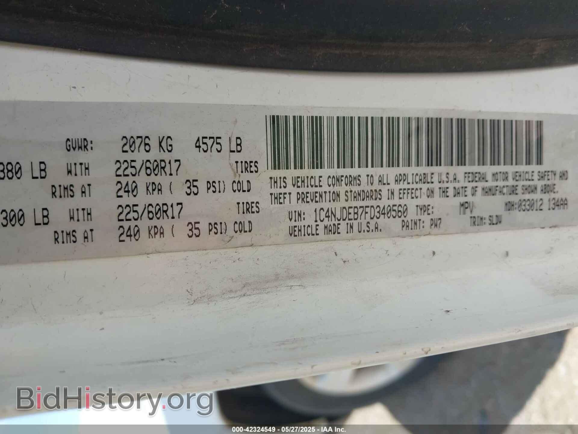 2015 JEEP COMPASS - VIN: 1C4NJDEB7FD340560 - Фото 9