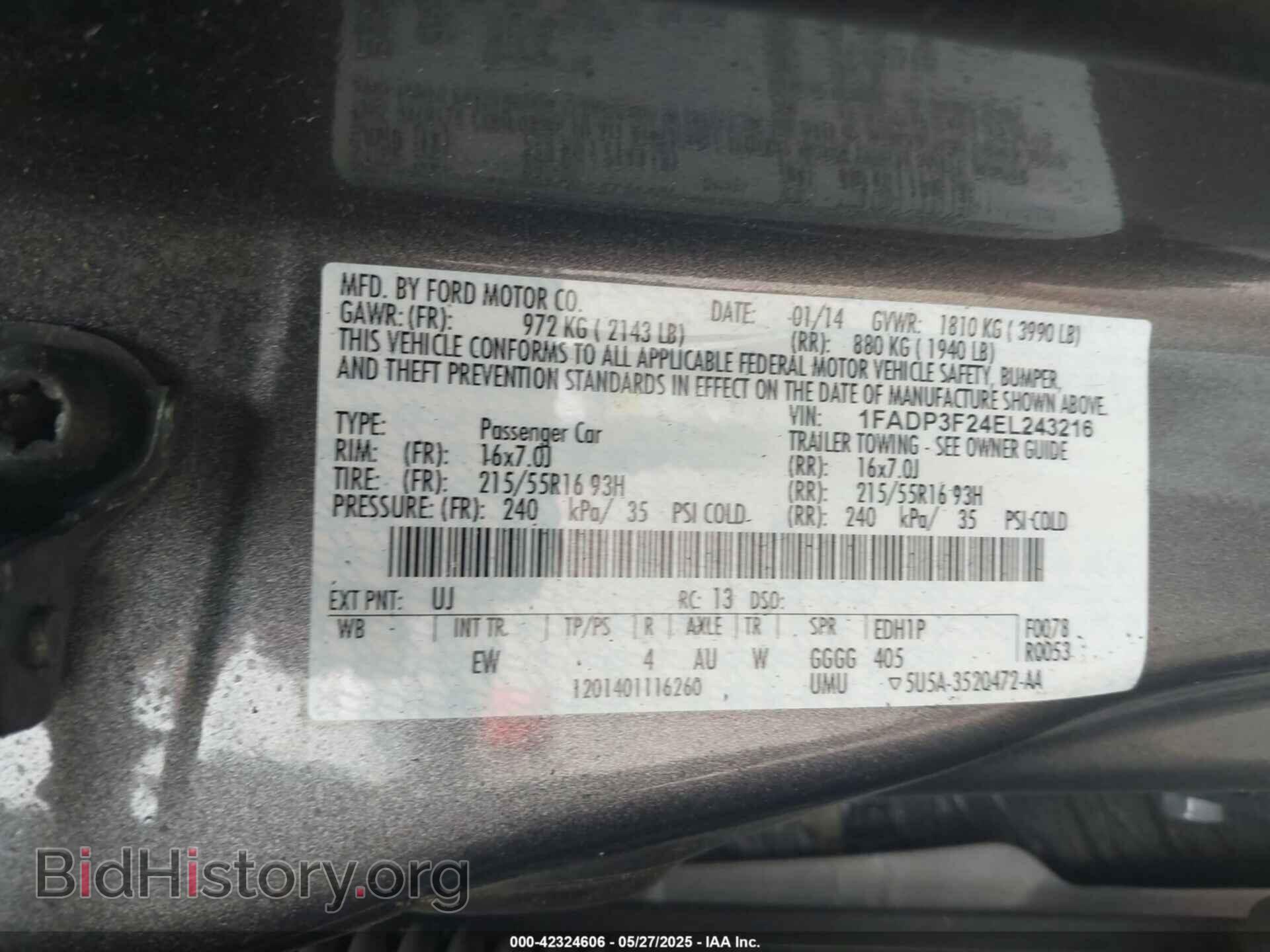 2014 FORD FOCUS - VIN: 1FADP3F24EL243216 - Фото 9