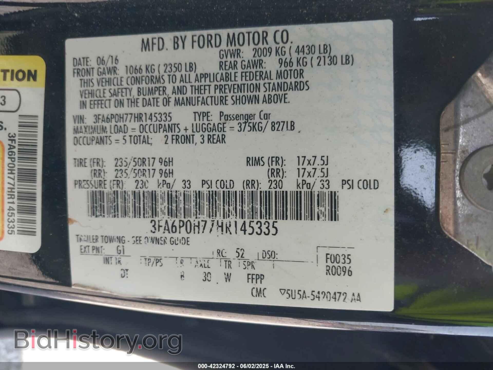 2017 FORD FUSION - VIN: 3FA6P0H77HR145335 - Фото 9